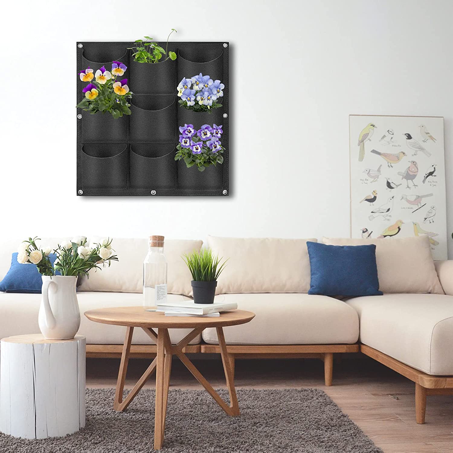9 Pockets Wall Hanging Planter Planting Grow Bag Vertical Garden Vegetable Flower Black 6