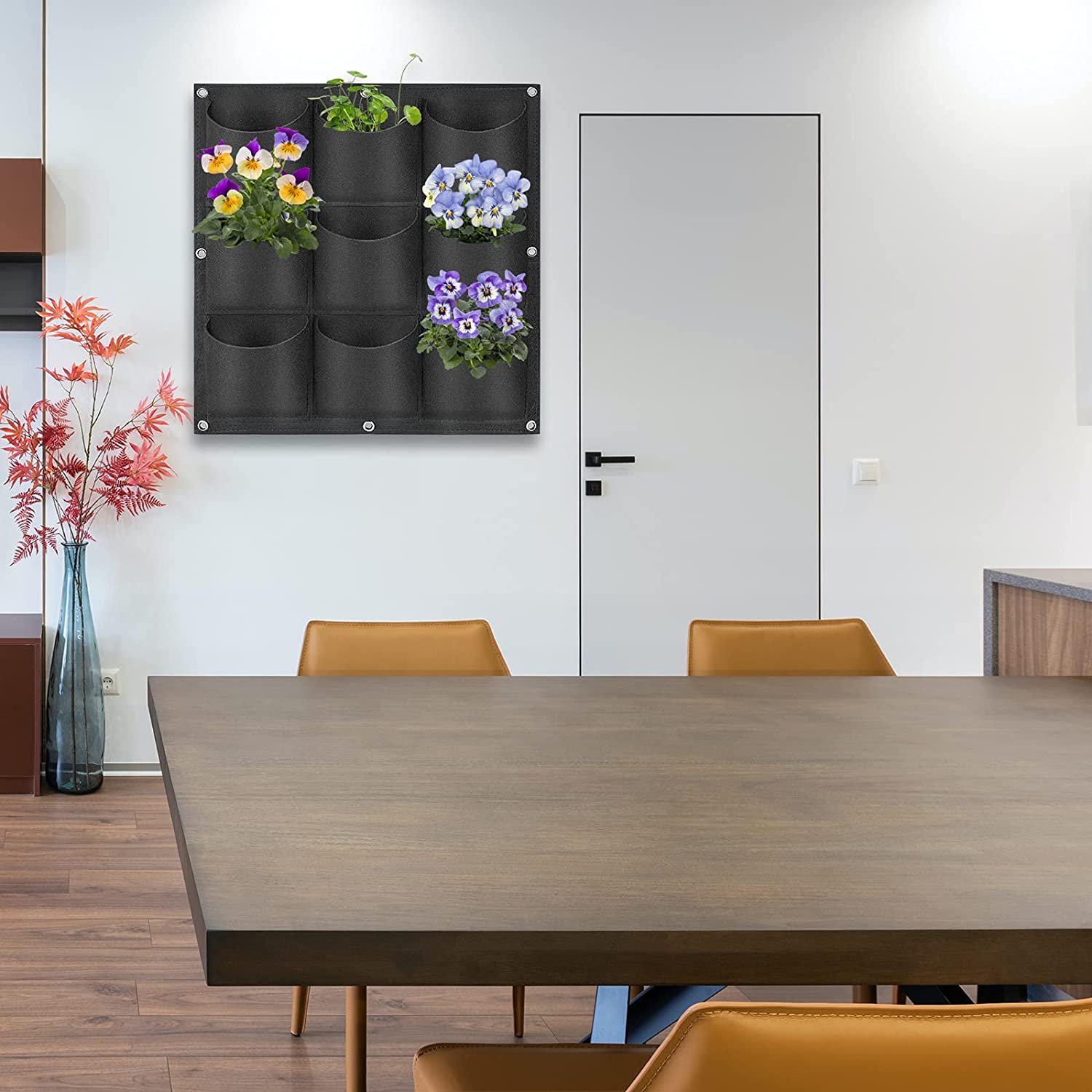 9 Pockets Wall Hanging Planter Planting Grow Bag Vertical Garden Vegetable Flower Black 7