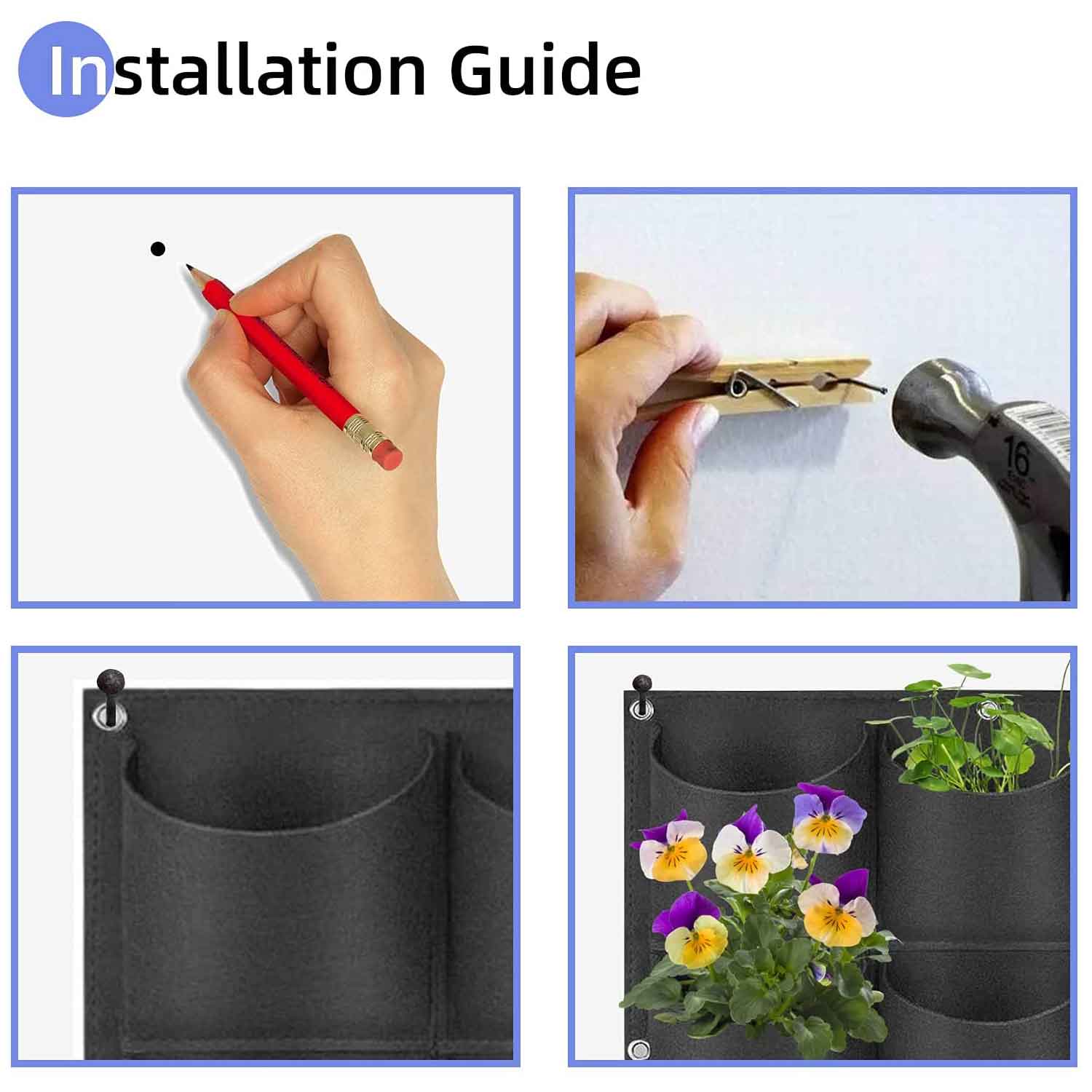 9 Pockets Wall Hanging Planter Planting Grow Bag Vertical Garden Vegetable Flower Black 9
