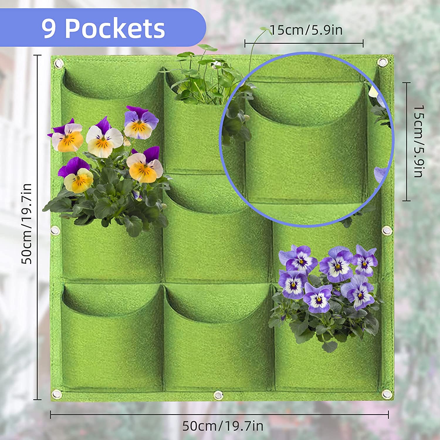 9 Pockets Wall Hanging Planter Planting Grow Bag Vertical Garden Vegetable Flower Green 3