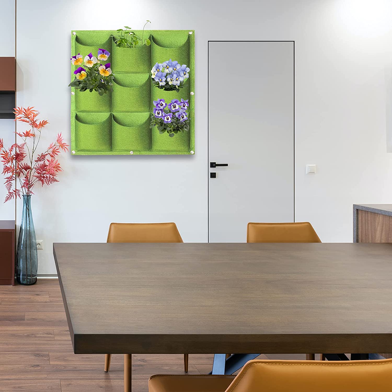 9 Pockets Wall Hanging Planter Planting Grow Bag Vertical Garden Vegetable Flower Green 7