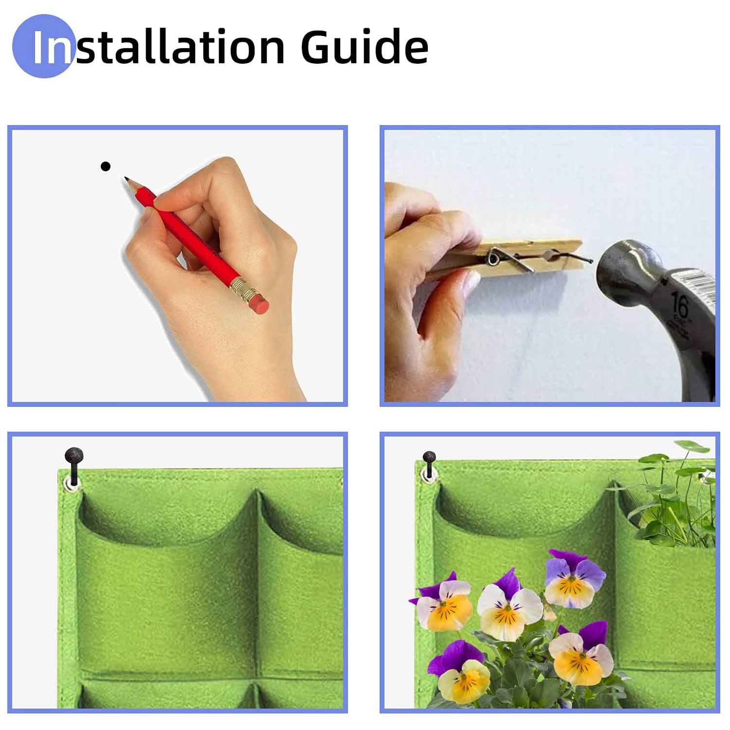 9 Pockets Wall Hanging Planter Planting Grow Bag Vertical Garden Vegetable Flower Green 9