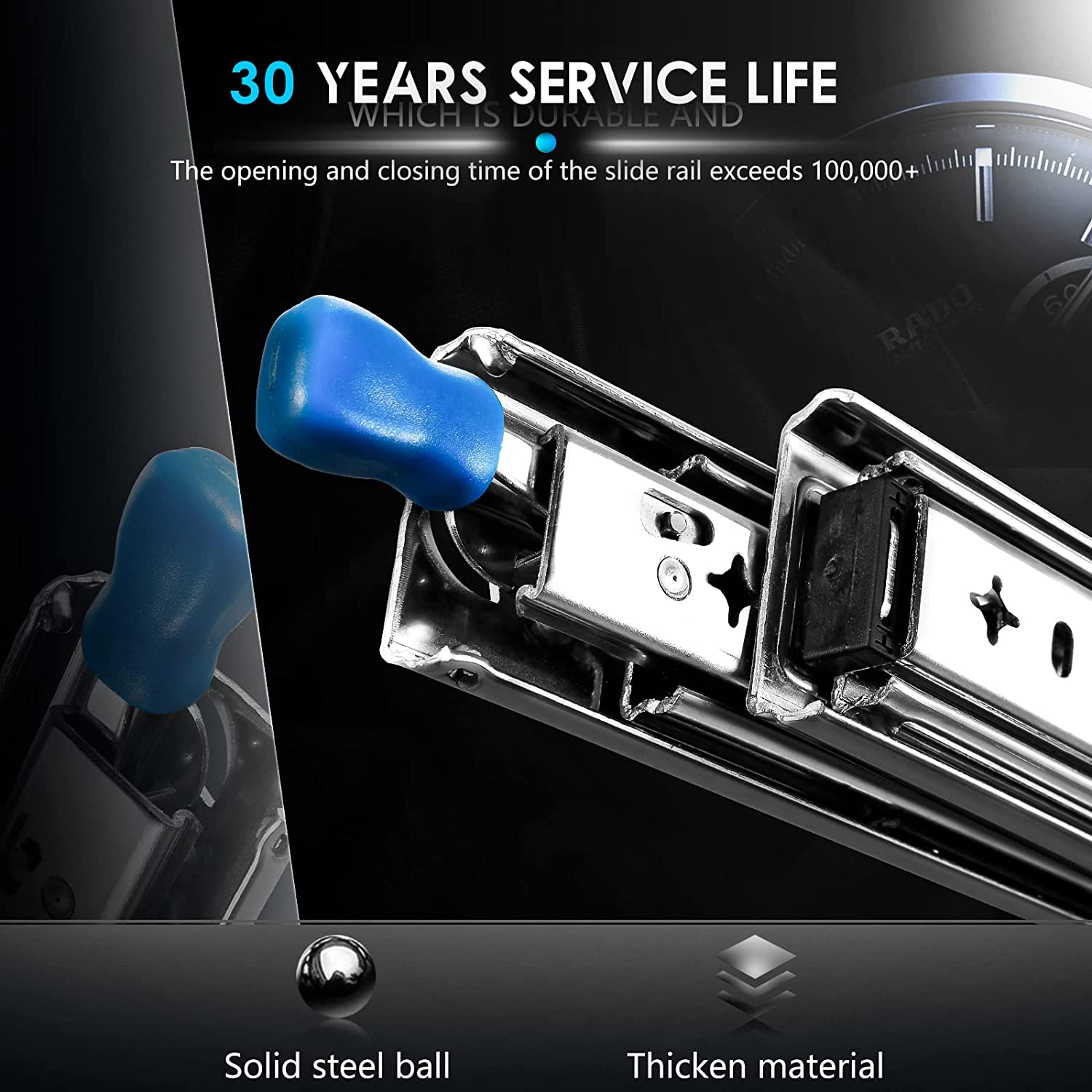 28in Pair 150KG Heavy Duty Drawer Slides Rails Runners Locking Ball Bearing 5