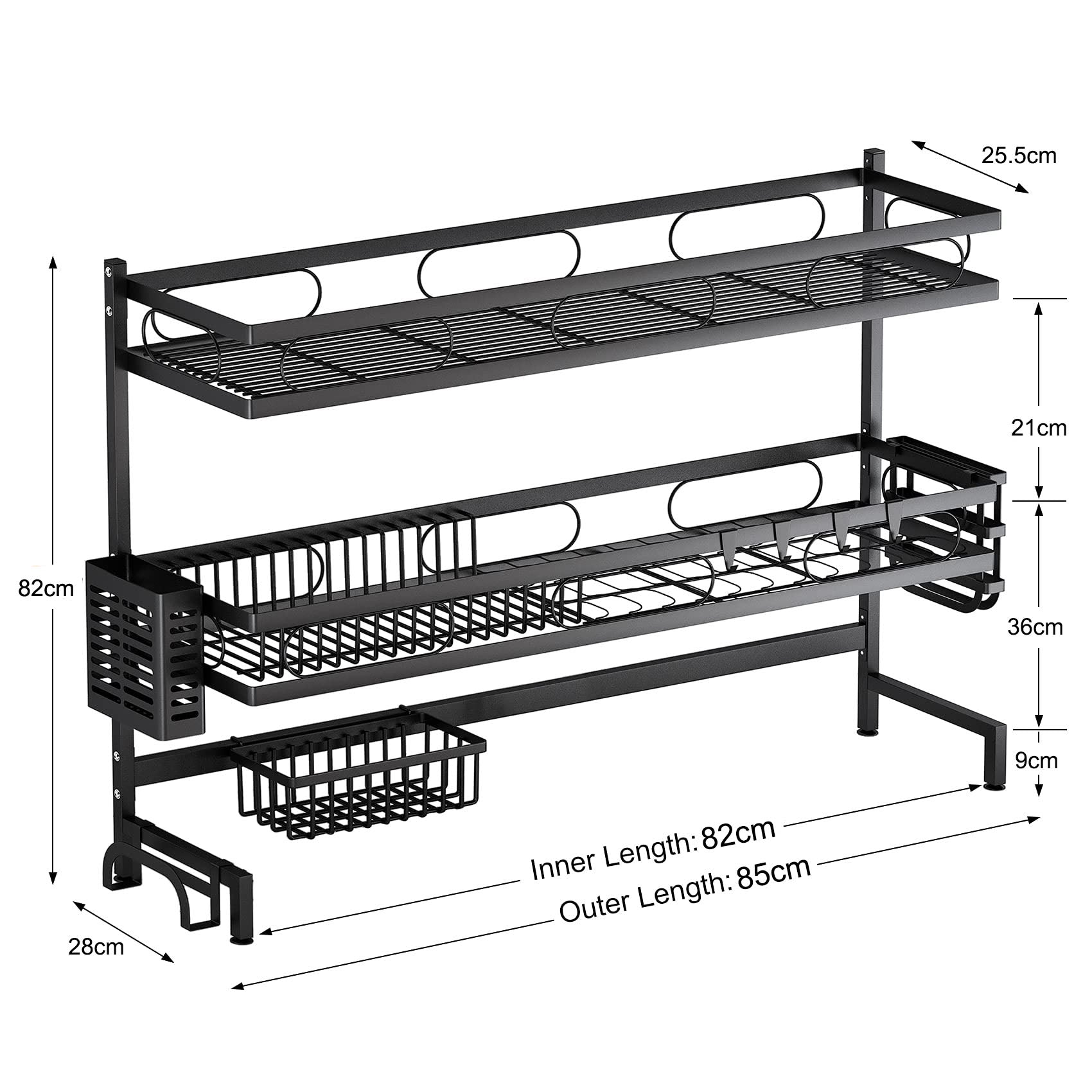 85cm 3 tier Over Sink Dish Drying Rack Drainer Kitchen Cutlery Holder Storage Organizer 5