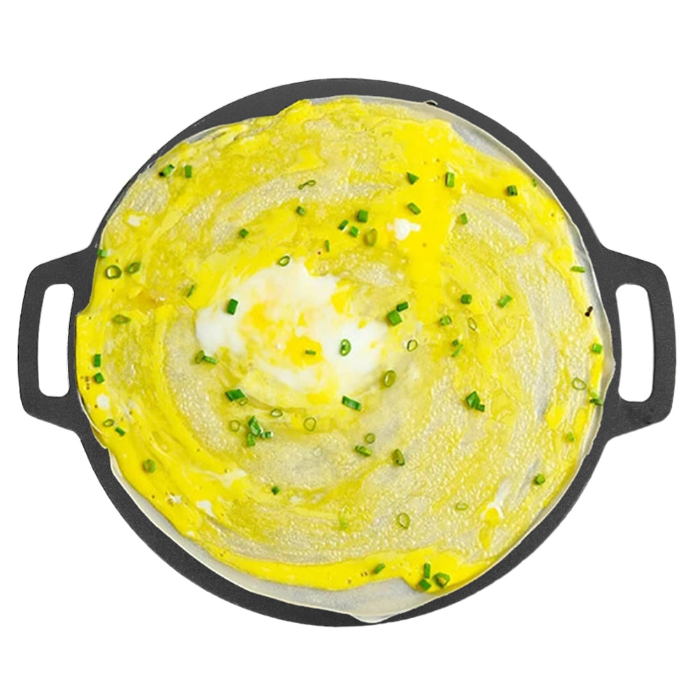 40cm Seasoned Cast Iron Induction Crepes Pan Baking Pancake Tool Pizza Bakeware 9