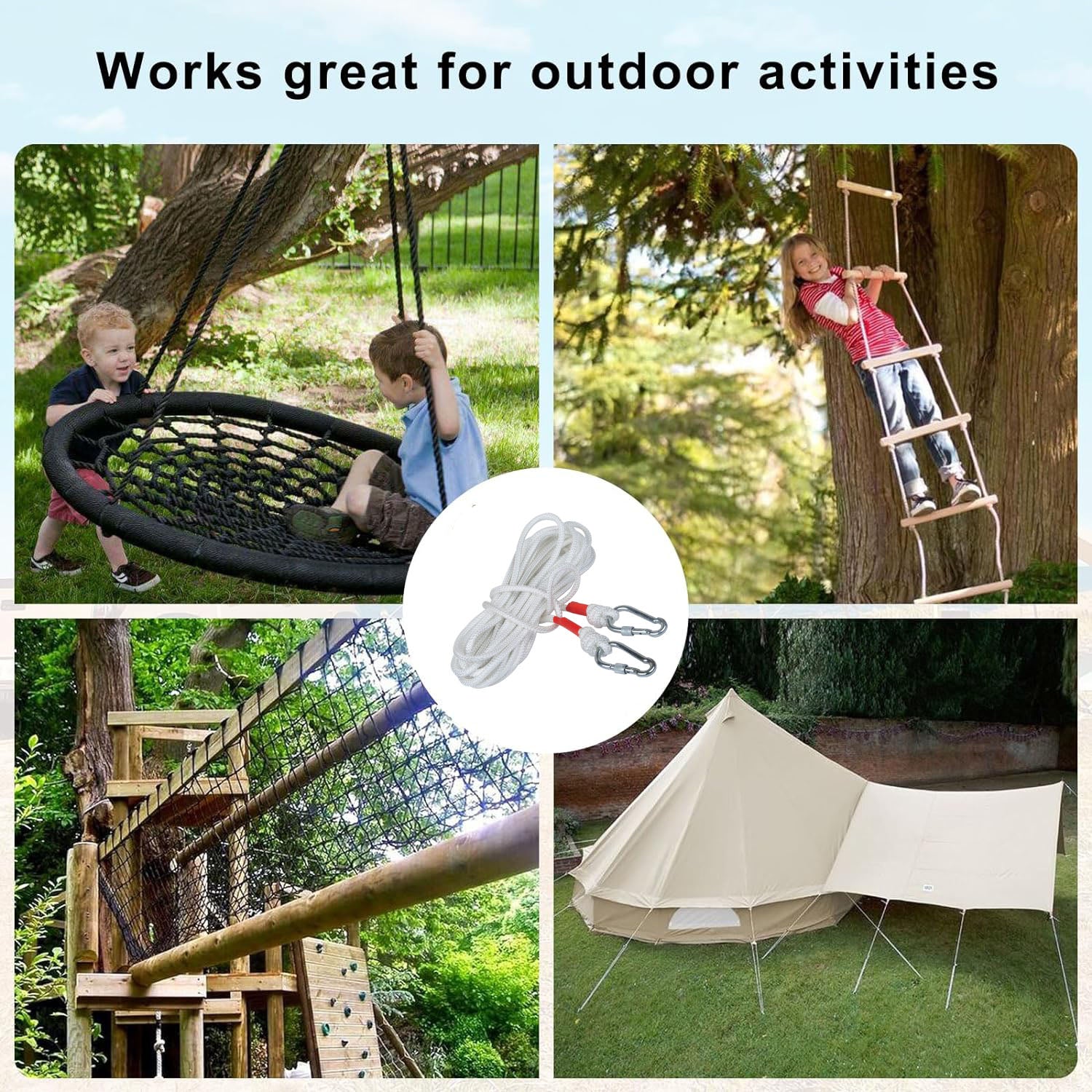 8mm 10m Safety Climbing Rope Nylon Rock Static Outdoor Boat Anchor Marine Rope Dock Lines Rope 6