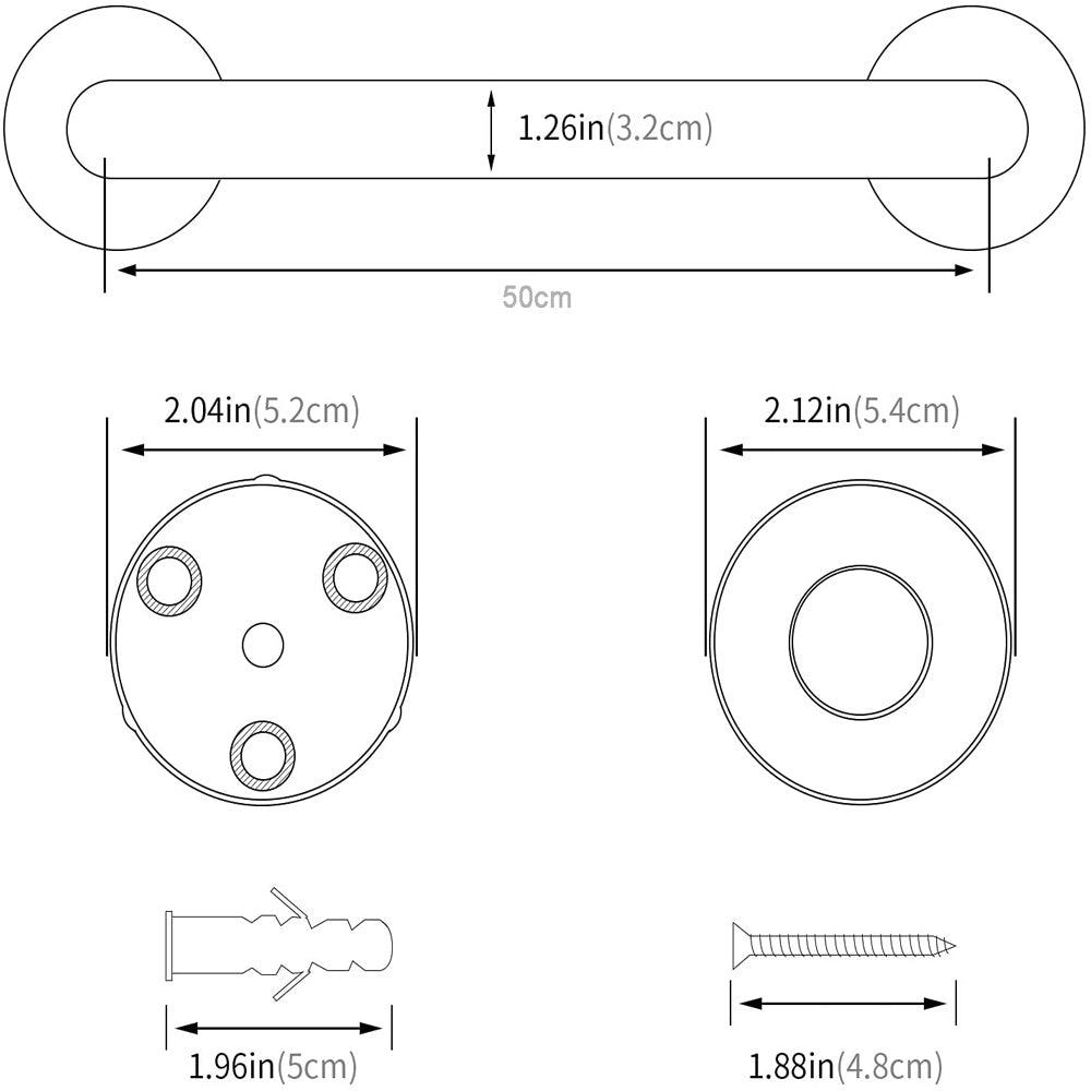 50cm Stainless Steel Handle for Shower Toilet Grab Bar Handle Bathroom Stairway Handrail Elderly Senior Assist 3