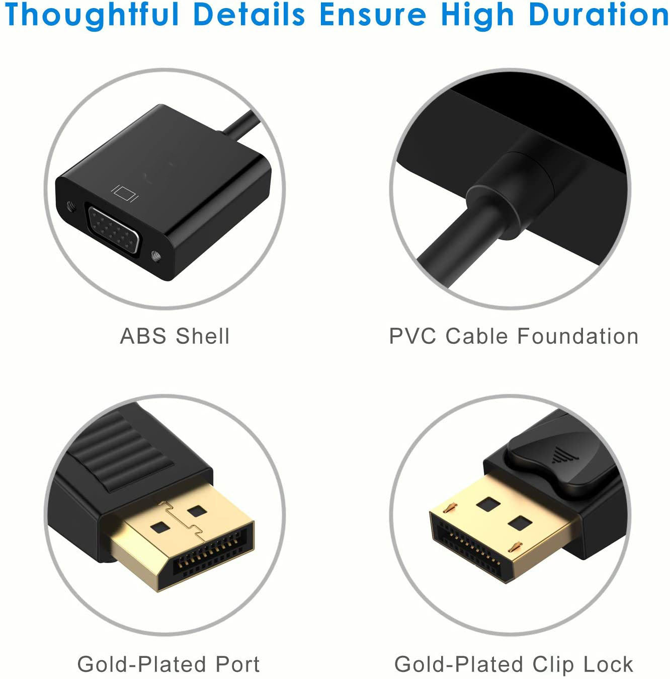DisplayPort Male to VGA Female Gold-Plated DP Display Port to VGA Adapter 3