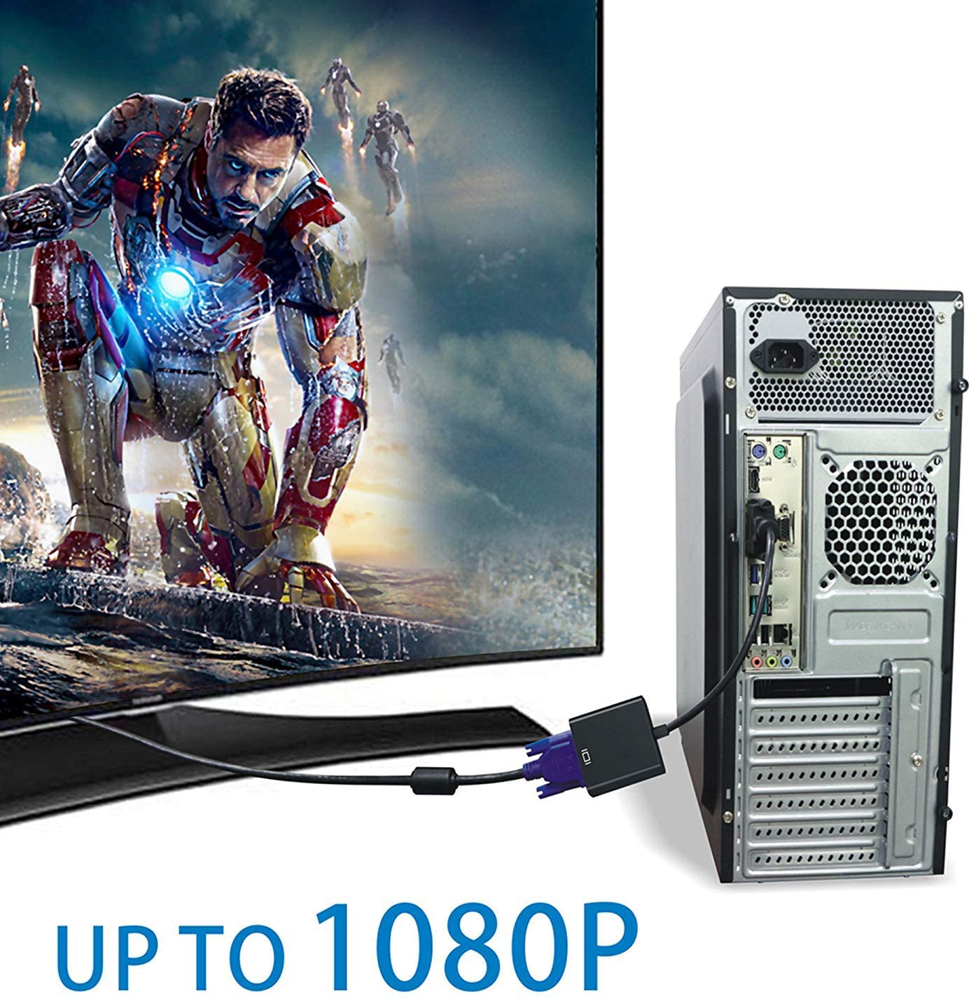 DVI to VGA Adapter,ABLEWE 1080p Active DVI-D to VGA Adapter Converter 24+1 Male to Female Adapter 5