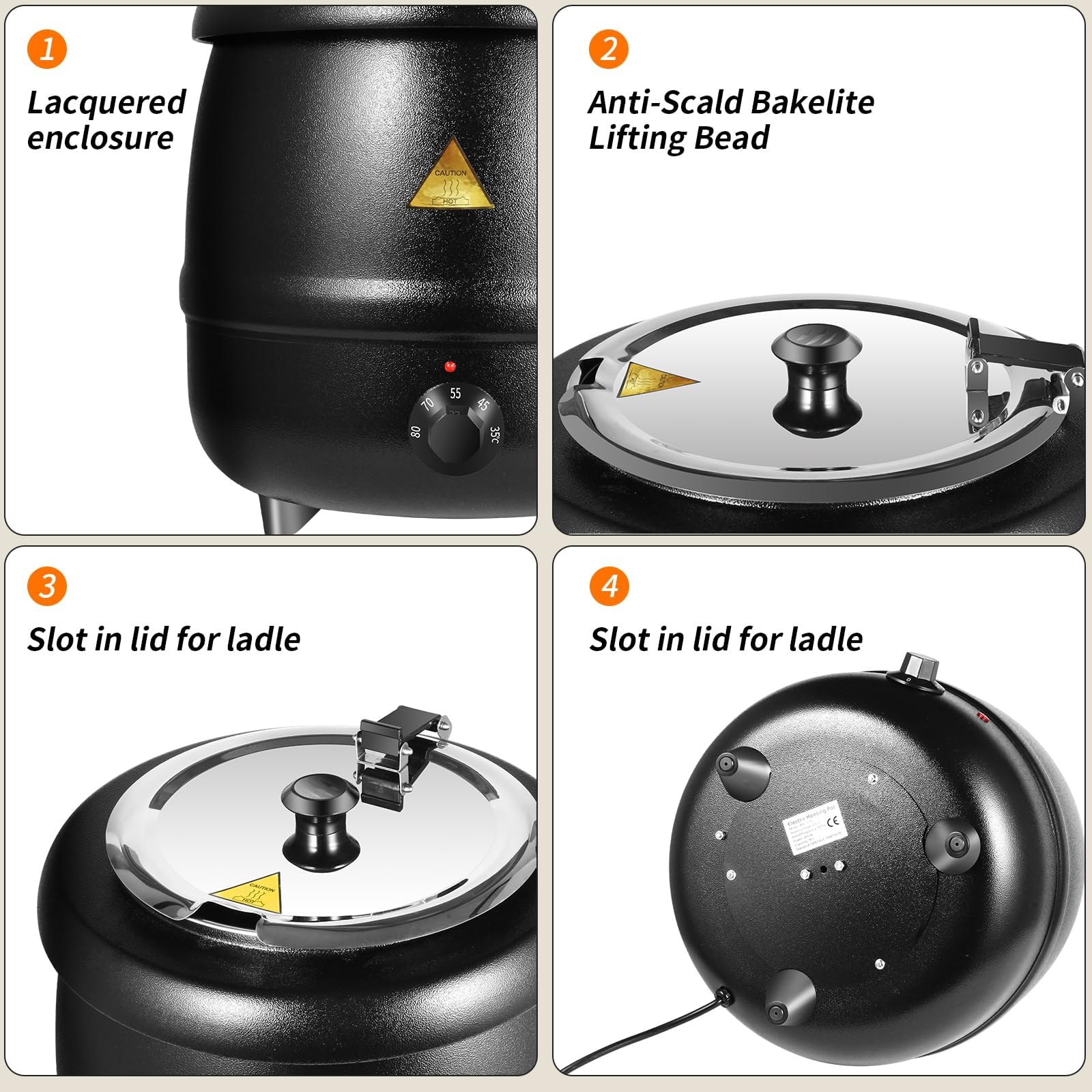 10L Restaurant Electric Buffet Food Warmer Commercial Food Warmers Soup Warmer Black 3