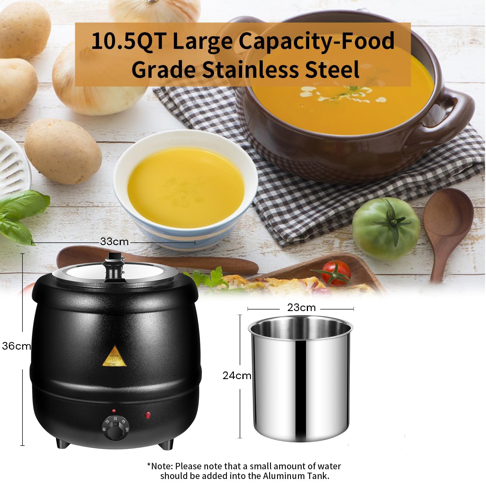 10L Restaurant Electric Buffet Food Warmer Commercial Food Warmers Soup Warmer Black 5