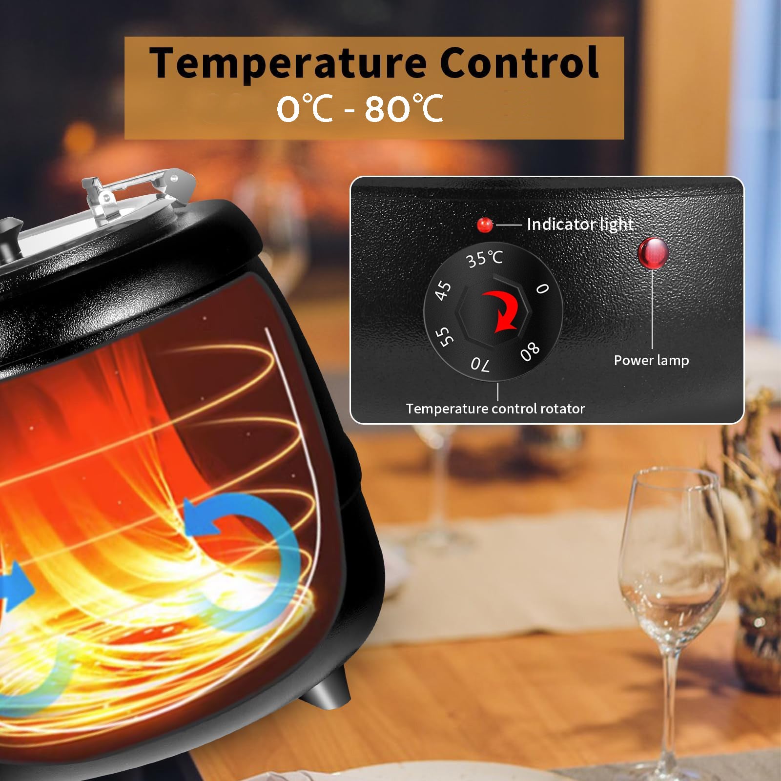 10L Restaurant Electric Buffet Food Warmer Commercial Food Warmers Soup Warmer Black 6