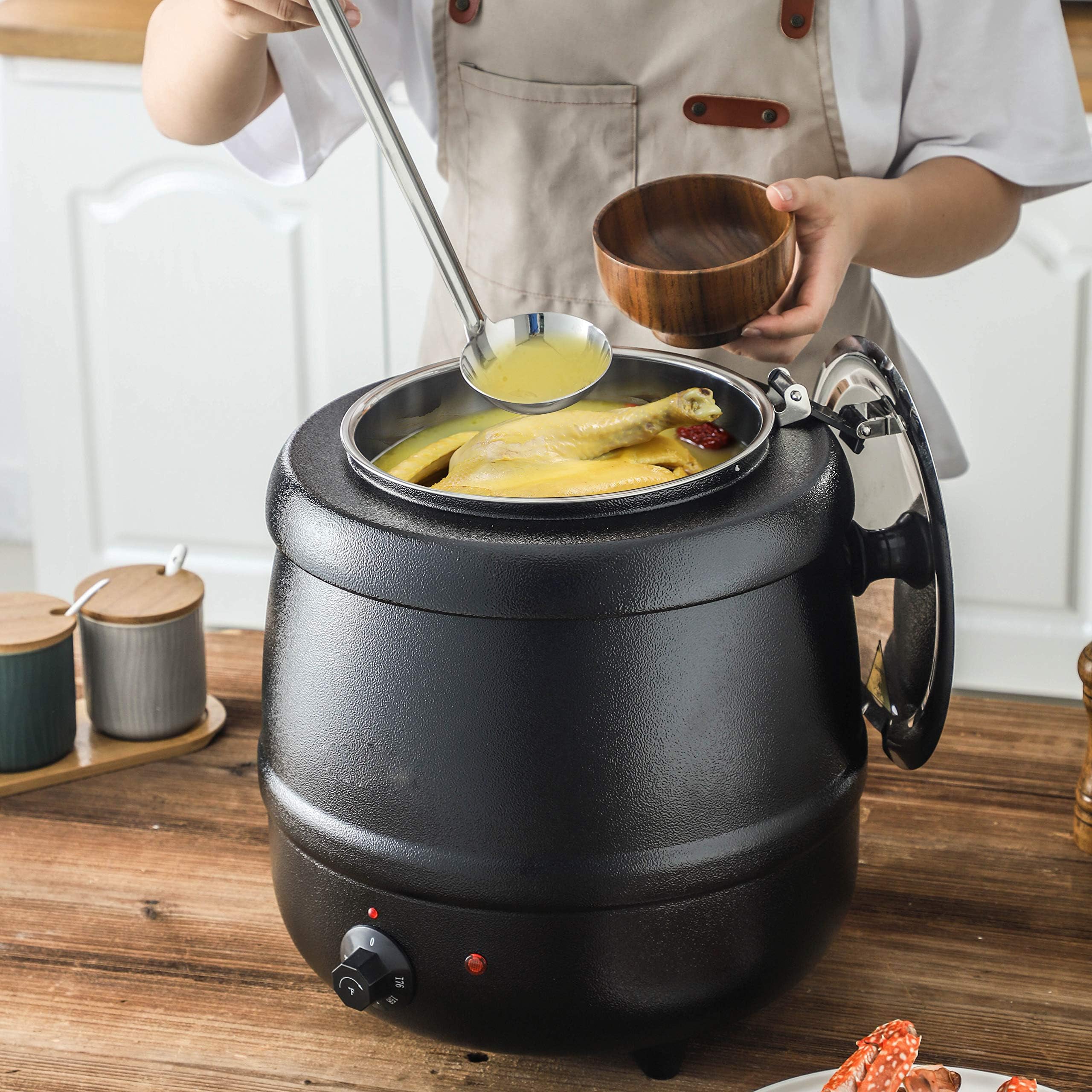 10L Restaurant Electric Buffet Food Warmer Commercial Food Warmers Soup Warmer Black 8