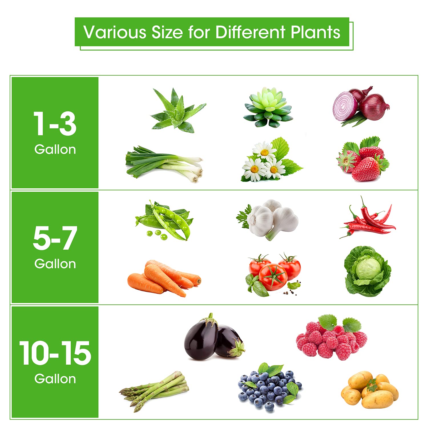 5-Pack 10 Gallons Plant Grow Bag Flower Container Pots with Handles Garden Planter 6