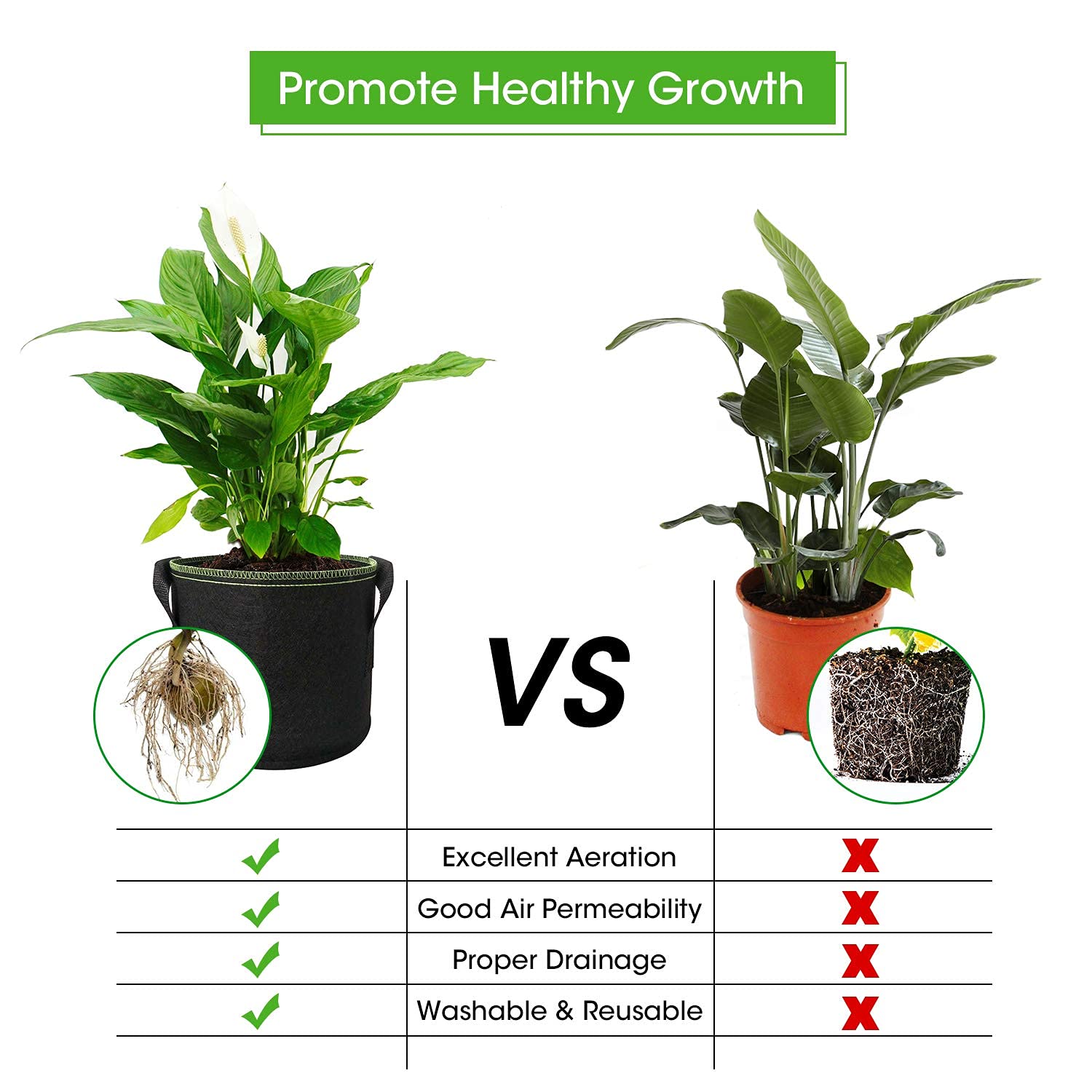 5-Pack 10 Gallons Plant Grow Bag Flower Container Pots with Handles Garden Planter 7