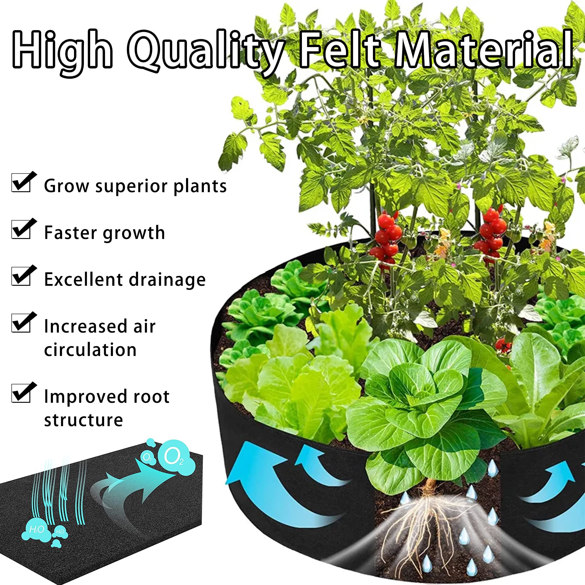 1 Pack 100 Gallon 100cm 50cm Grow Bag Heavy Duty Thickened Plant Pots with Handles for Farming Gardening Tree 3