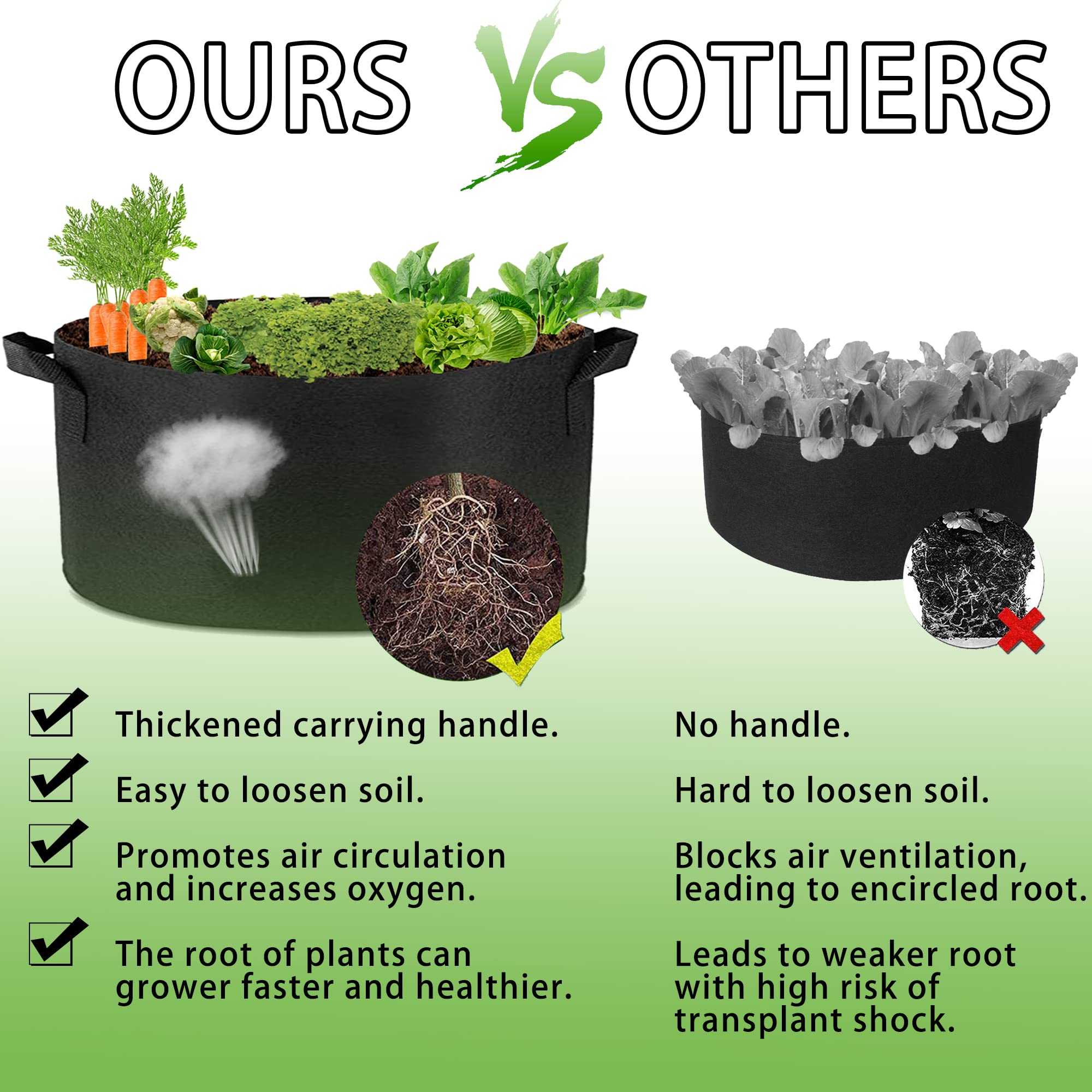 1 Pack 100 Gallon 100cm 50cm Grow Bag Heavy Duty Thickened Plant Pots with Handles for Farming Gardening Tree 4