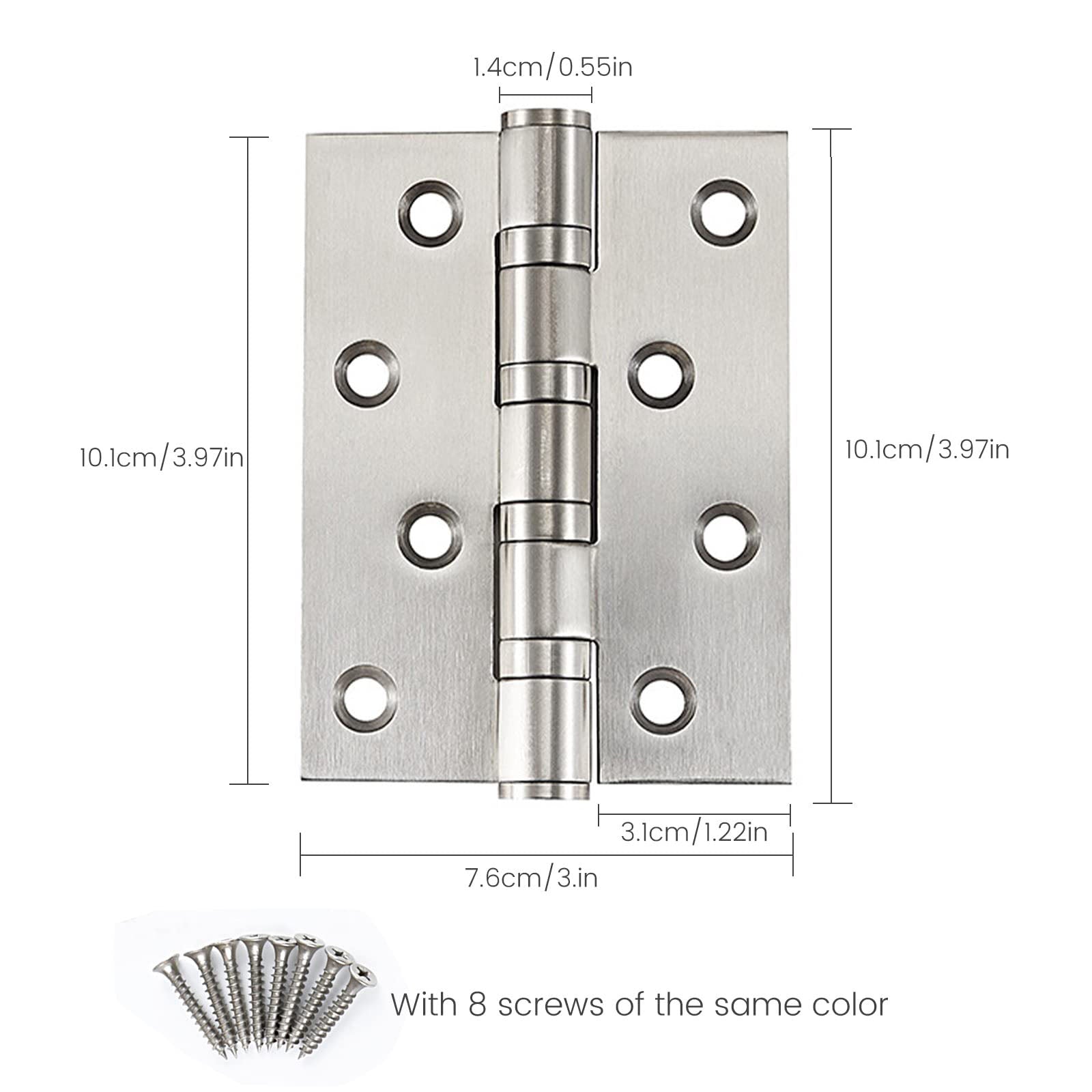 304 Flat Pin Hinge Spring 2Pack 100mm Folding Butt Door Cabinet Hinges Folding Furniture Hardware 6