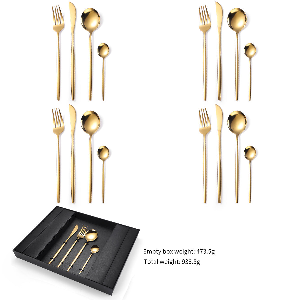 16-Piece Stainless Steel Gold Color Set, Knife Fork Spoon Flatware Set Cutlery Set 4