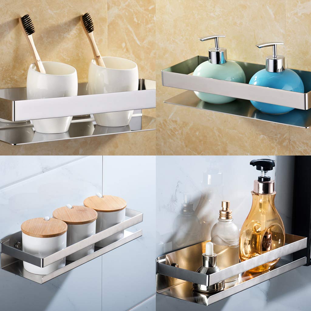 Brushed Bathroom Shower Shelf Kitchen Rack Storage Shelves Shampoo Holder Organizer 6