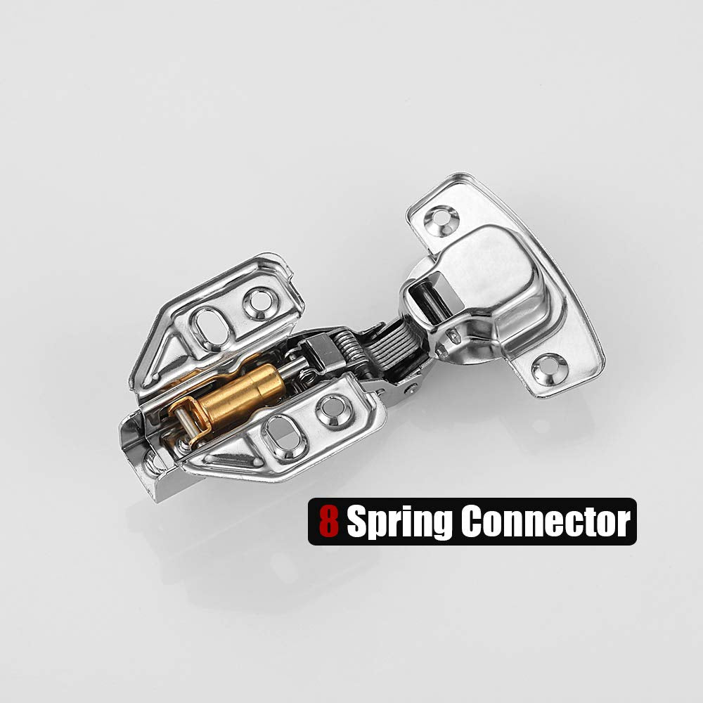 8 Pack 304 Stainless Steel Cabinet Hinges 100 Degree Soft Closing Insert Overlay Door Hinge Nickel Plated Finish 7