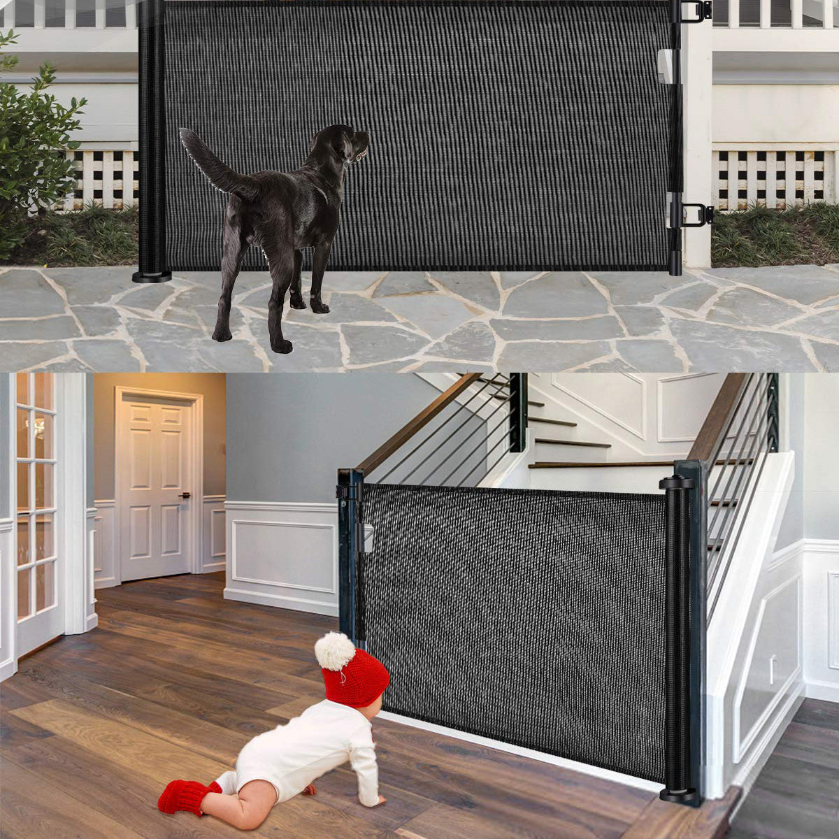 Retractable 1.5M Doorways Hallways Stairs Baby Gate Dog Pet Gate Indoor Outdoor Safety Gates 6