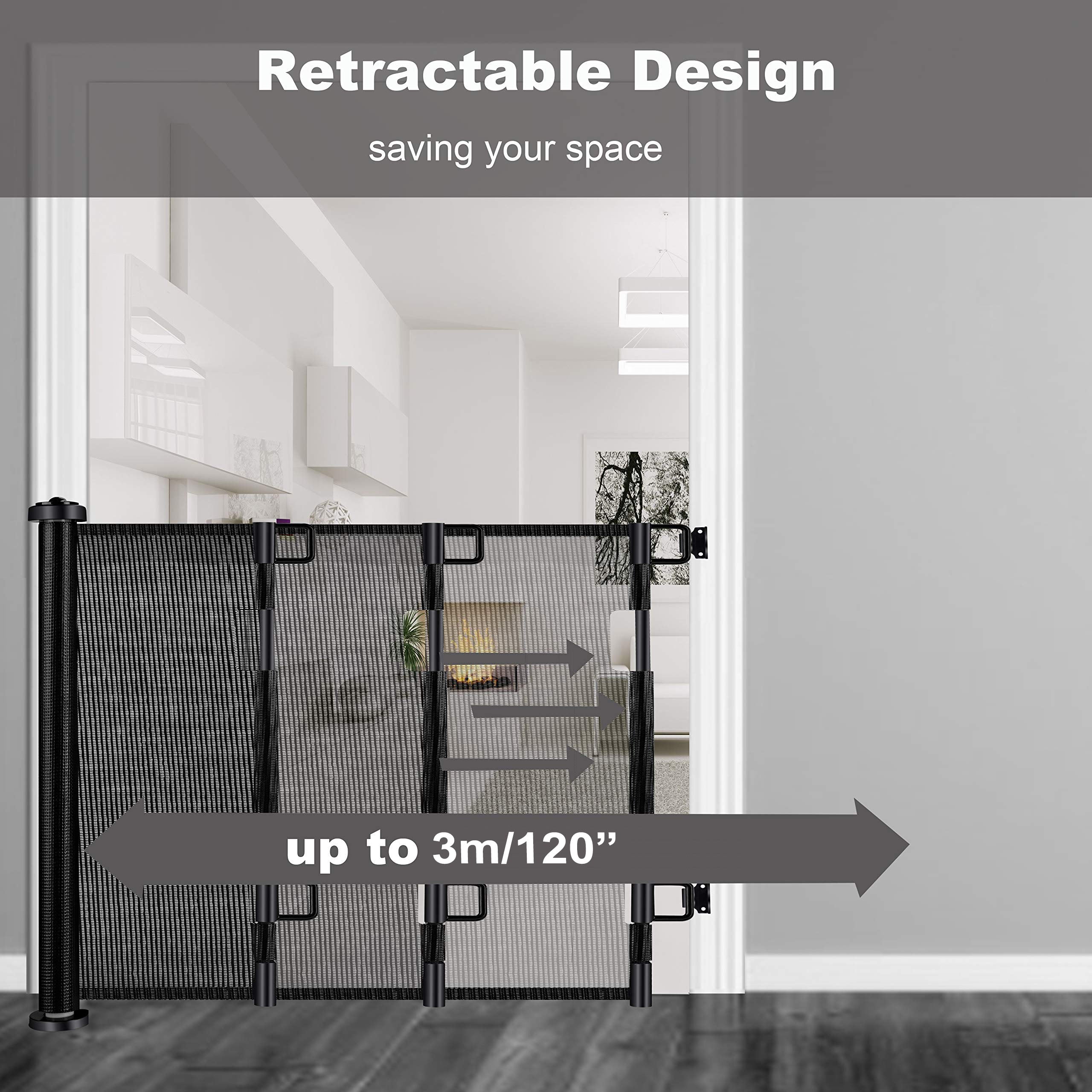 Retractable 3M Doorways Hallways Stairs Baby Gate Dog Pet Gate Indoor Outdoor Safety Gates 7