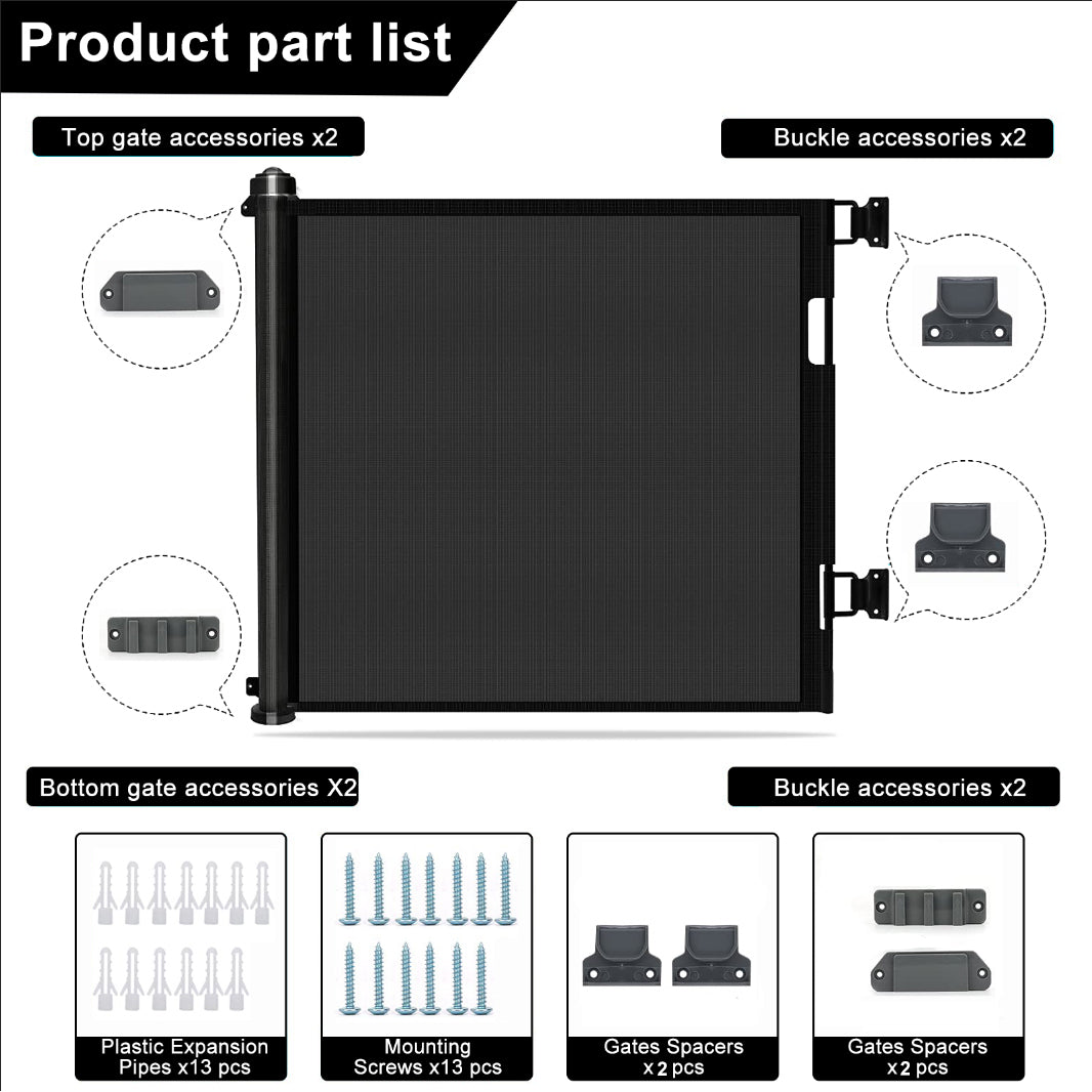 Retractable 3M Doorways Hallways Stairs Baby Gate Dog Pet Gate Indoor Outdoor Safety Gates 9