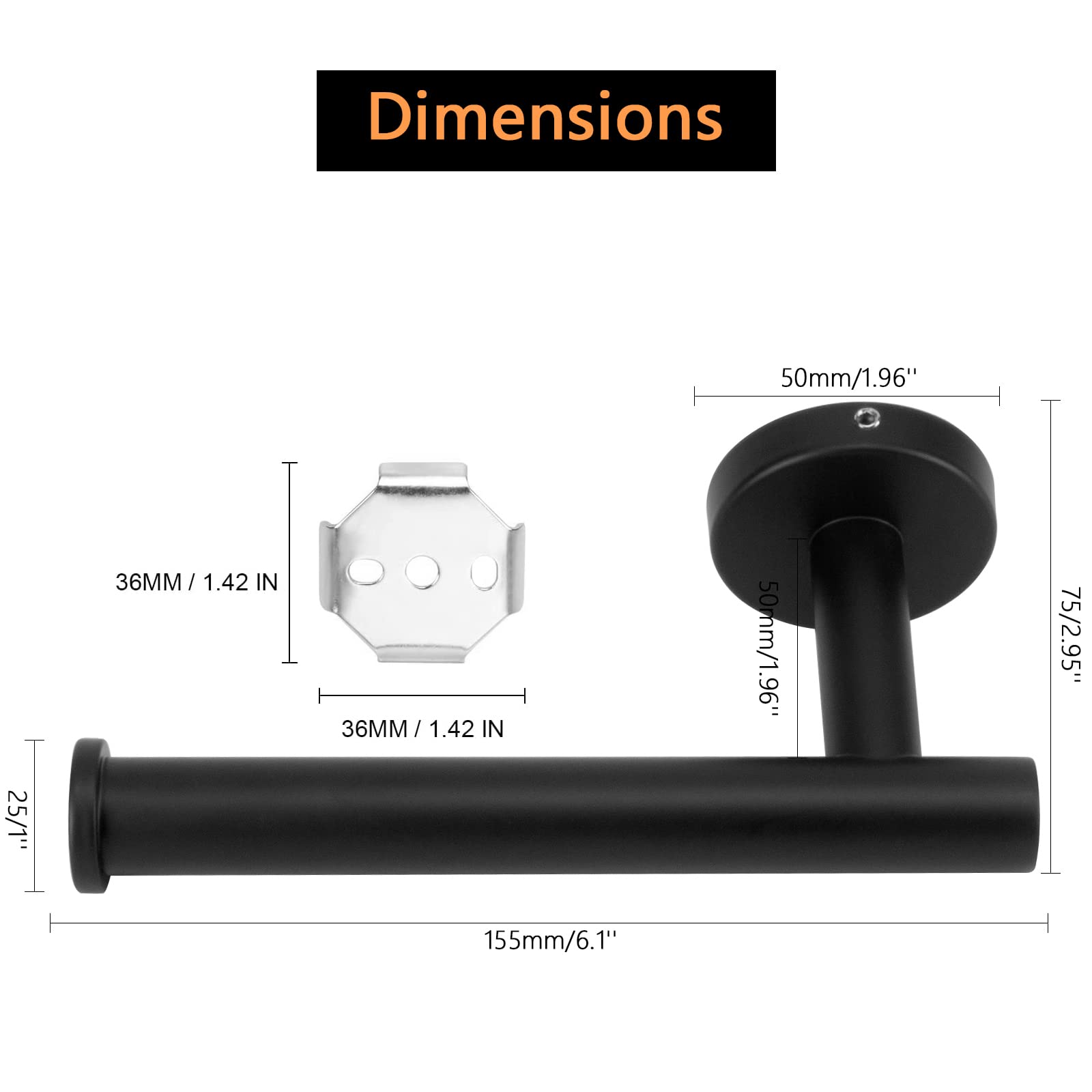 Toilet Paper Holder Black Wall Mount Bathroom Paper Roll Holder Roll Holder 304 5