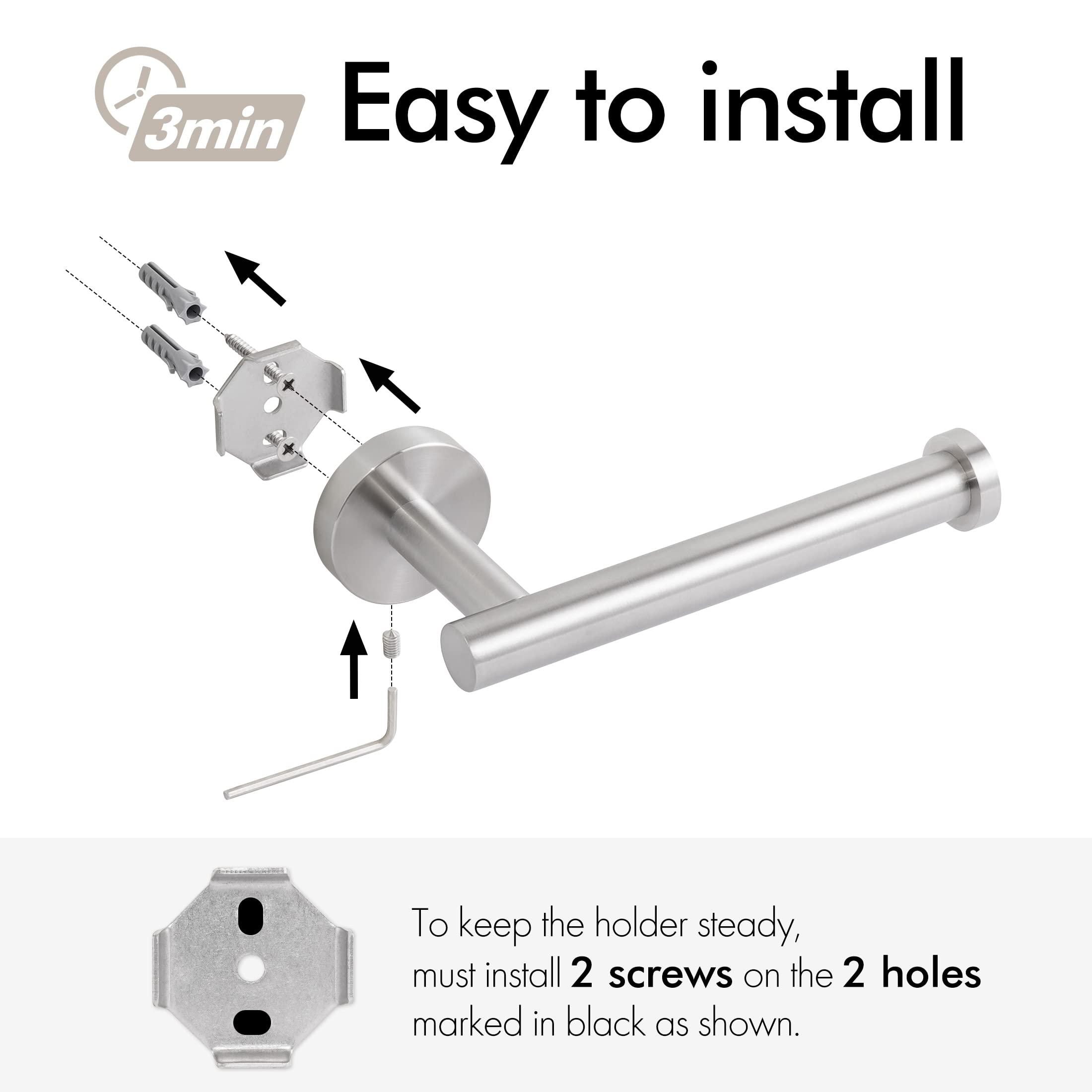 Toilet Paper Holder Bathroom Paper Roll Holder Roll Holder brushed Silver Wall Mount 304 4