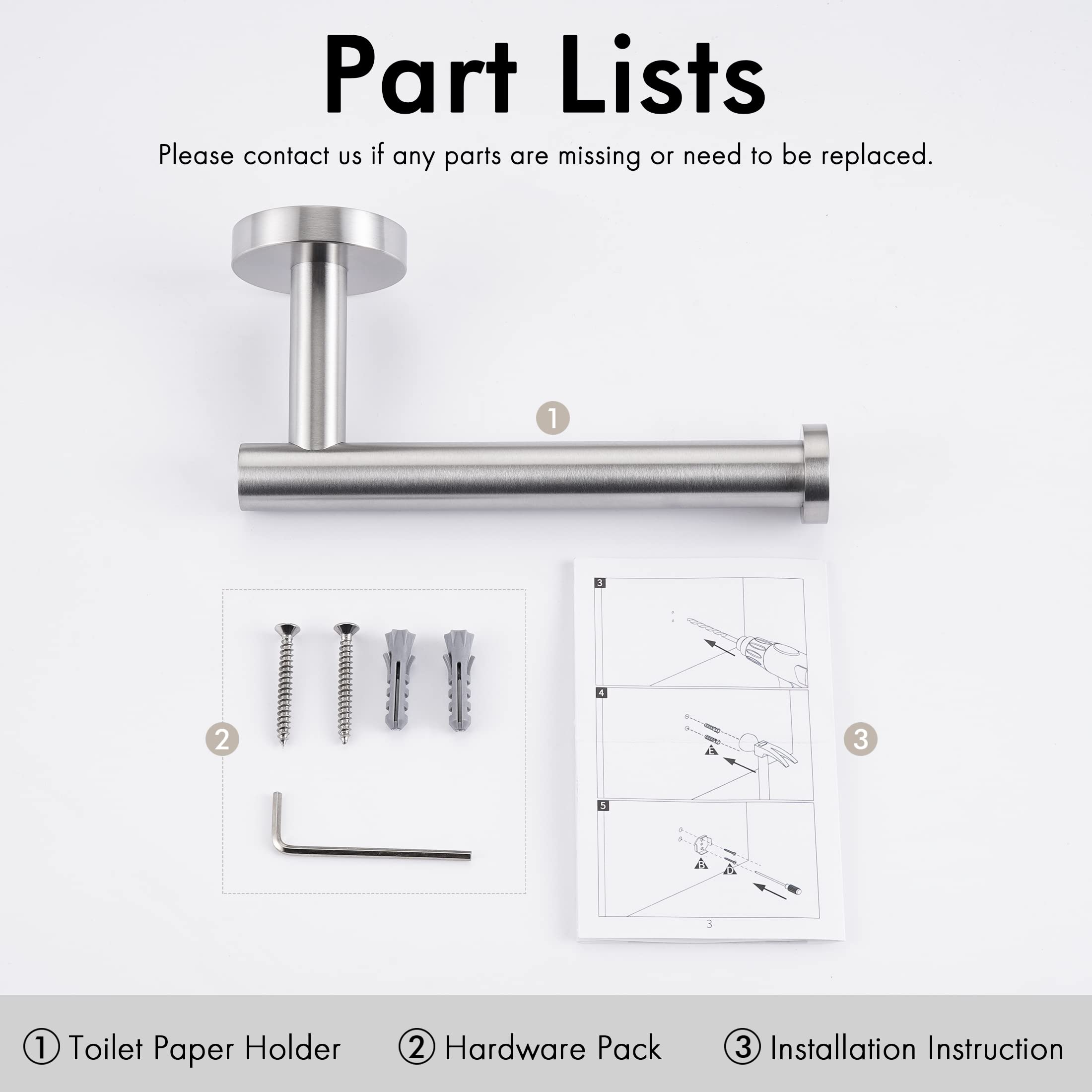 Toilet Paper Holder Bathroom Paper Roll Holder Roll Holder brushed Silver Wall Mount 304 5