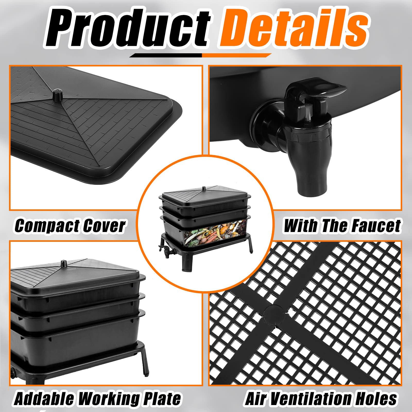 Worm Farm Factory worm wee Composter 30L 4 Trays Compost Bin Worm Farm Composting System 5