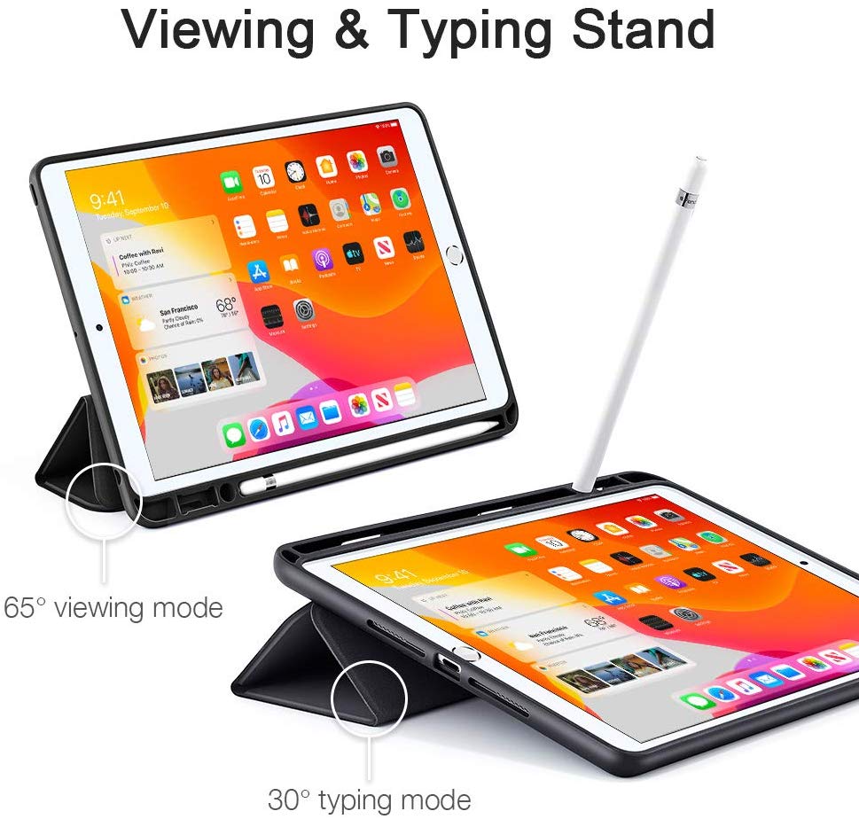 IPad 10.2 2019 7th Pencil Holder Slim Smart TPU Soft Edge Case Black 6