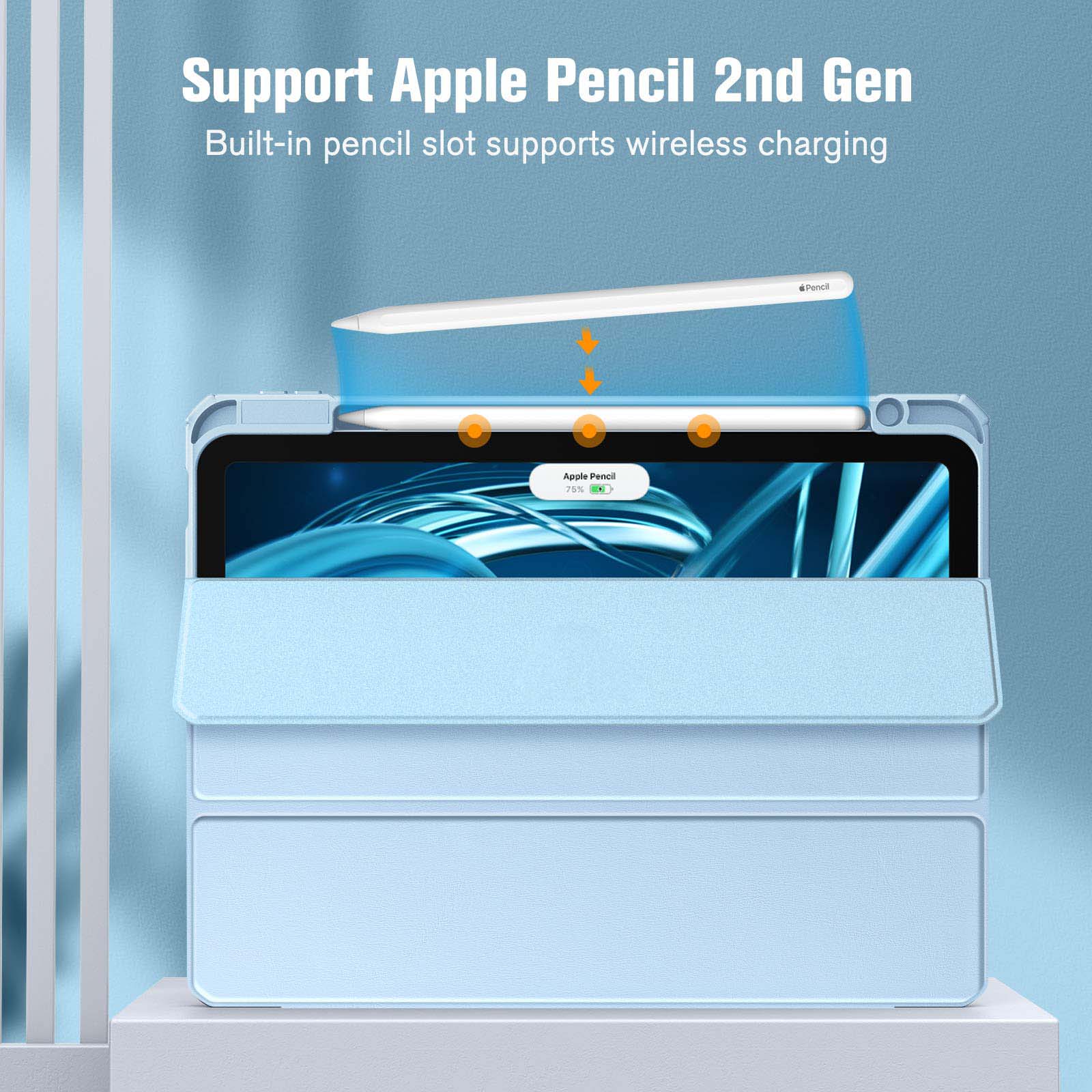 iPad 10th Case 10.9 Inch 2022 with Pencil Holder, Smart iPad Clear Case with Soft TPU Auto Wake Sleep Sky Blue 5