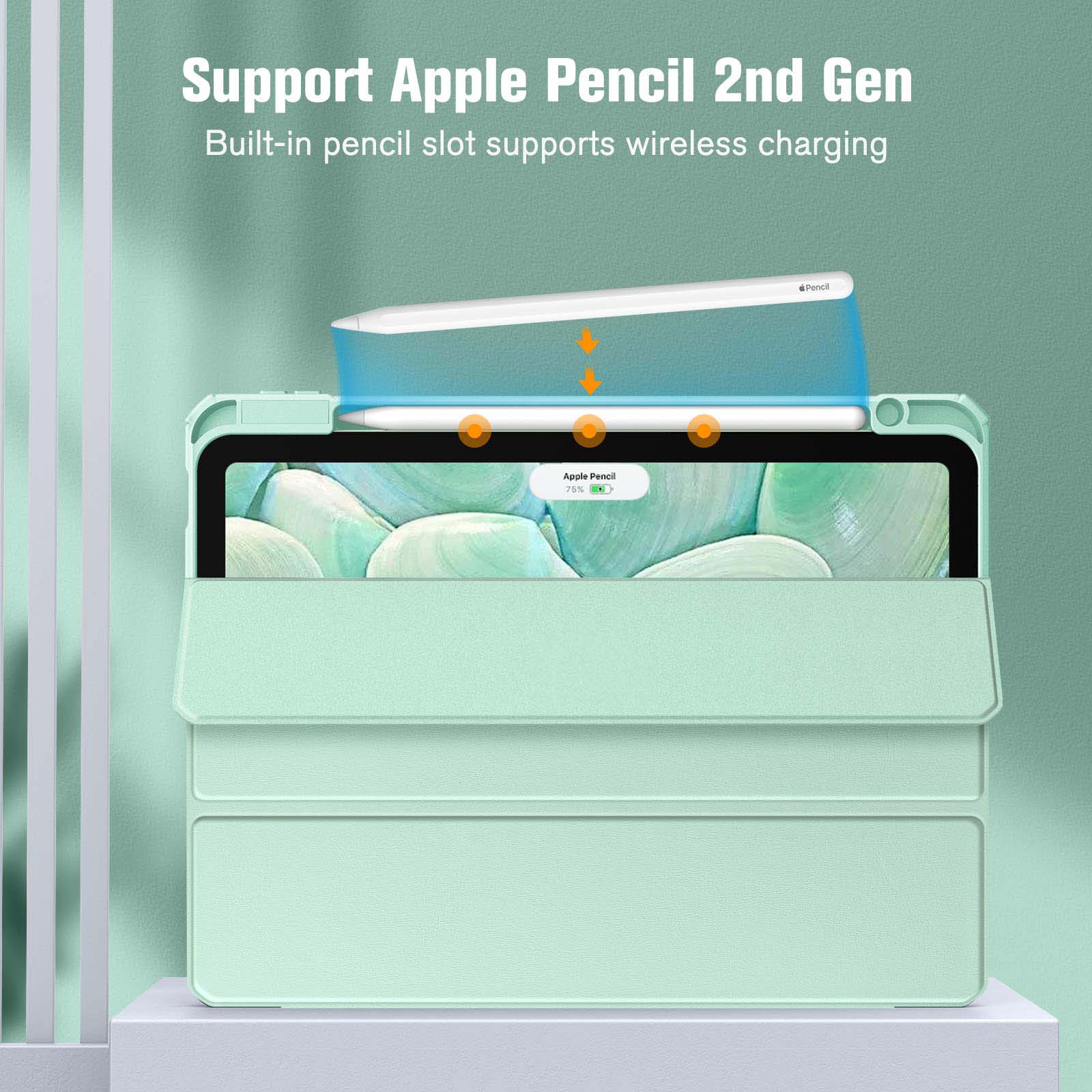 iPad 10th Case 10.9 Inch 2022 with Pencil Holder, Smart iPad Clear Case with Soft TPU Auto Wake Sleep Green 7