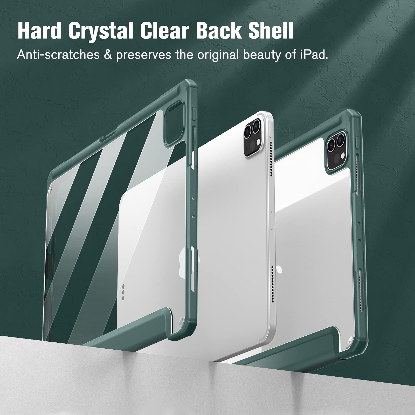 iPad Pro 11 Inch 2020-2022 Soft Tpu Smart Premium Case Auto Sleep Wake Stand Clear Cover Pencil holder Dark Green 4