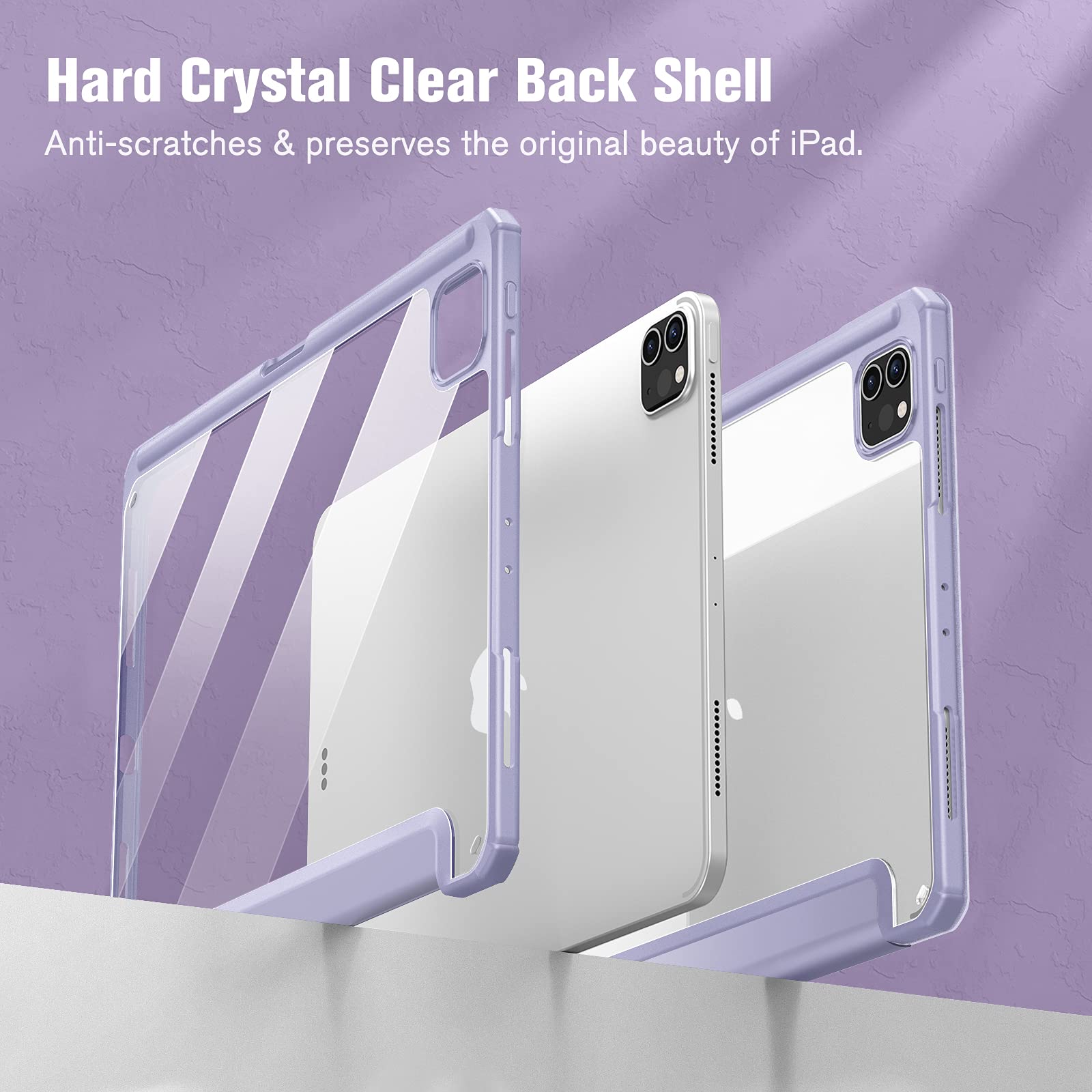 iPad Pro 11 Inch 2020-2022 Soft Tpu Smart Premium Case Auto Sleep Wake Stand Clear Cover Pencil holder Purple 5