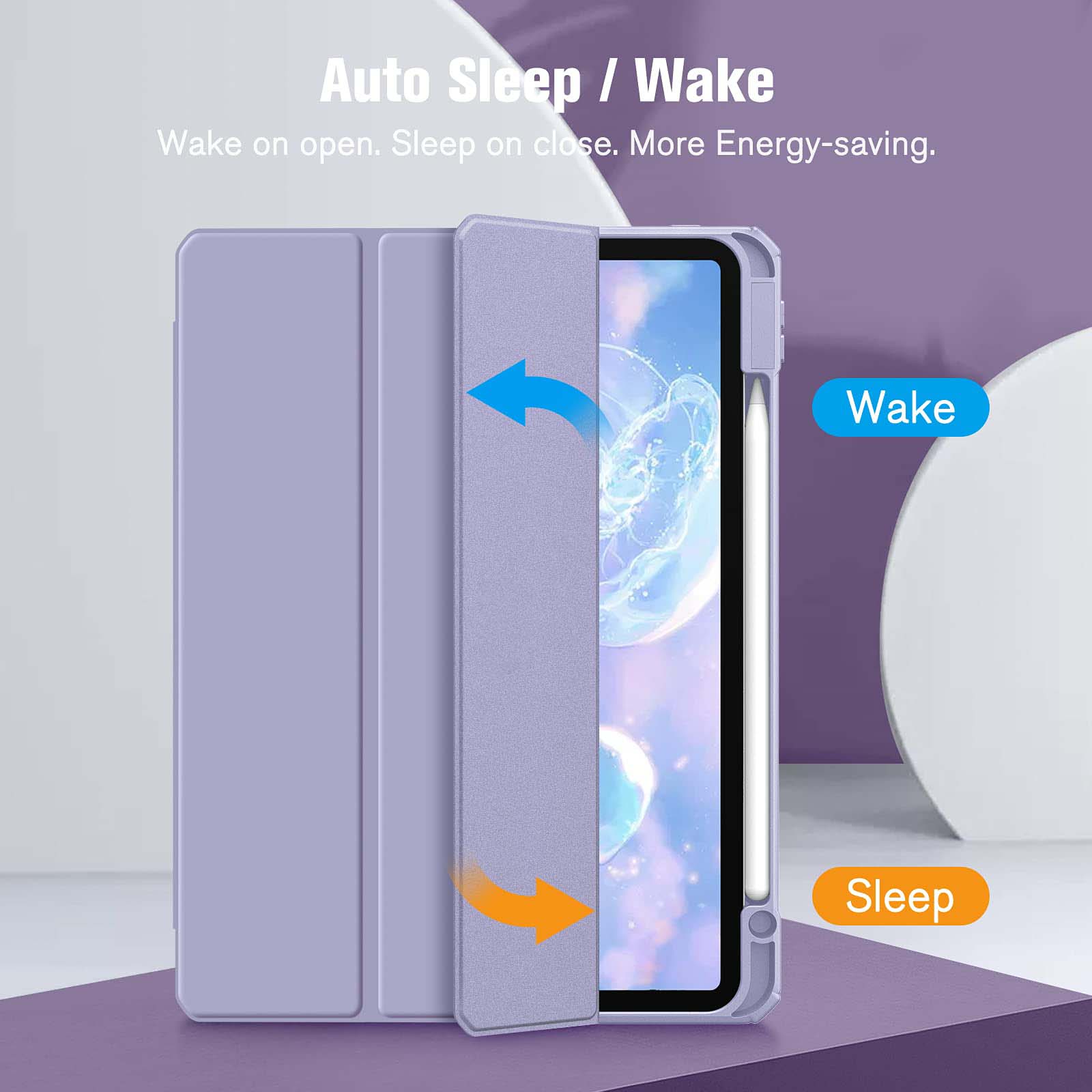 iPad Pro 11 Inch 2020-2022 Soft Tpu Smart Premium Case Auto Sleep Wake Stand Clear Cover Pencil holder Purple 8