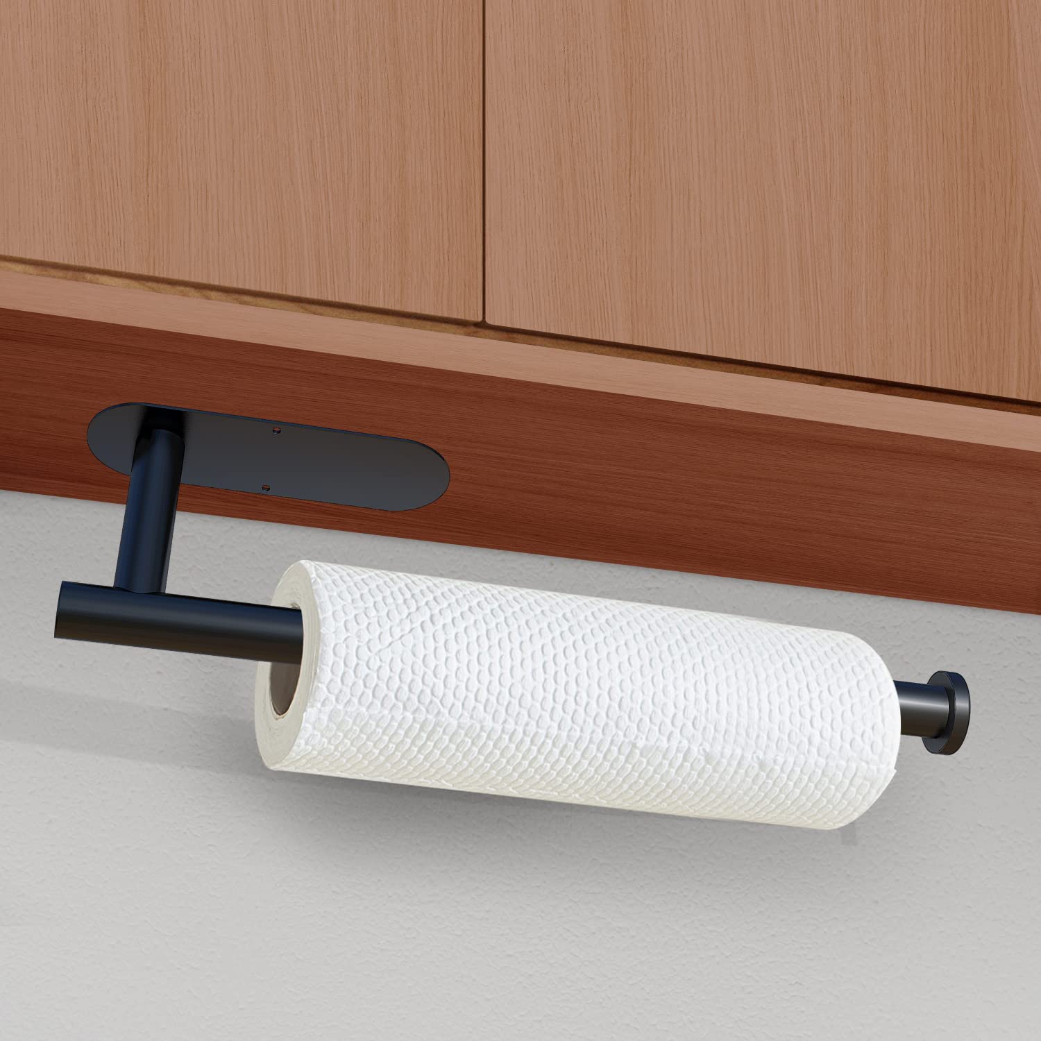Kitchen Paper Holder Under Cabinet Wall Mount Adhesive Paper Towel Holder  Black 3