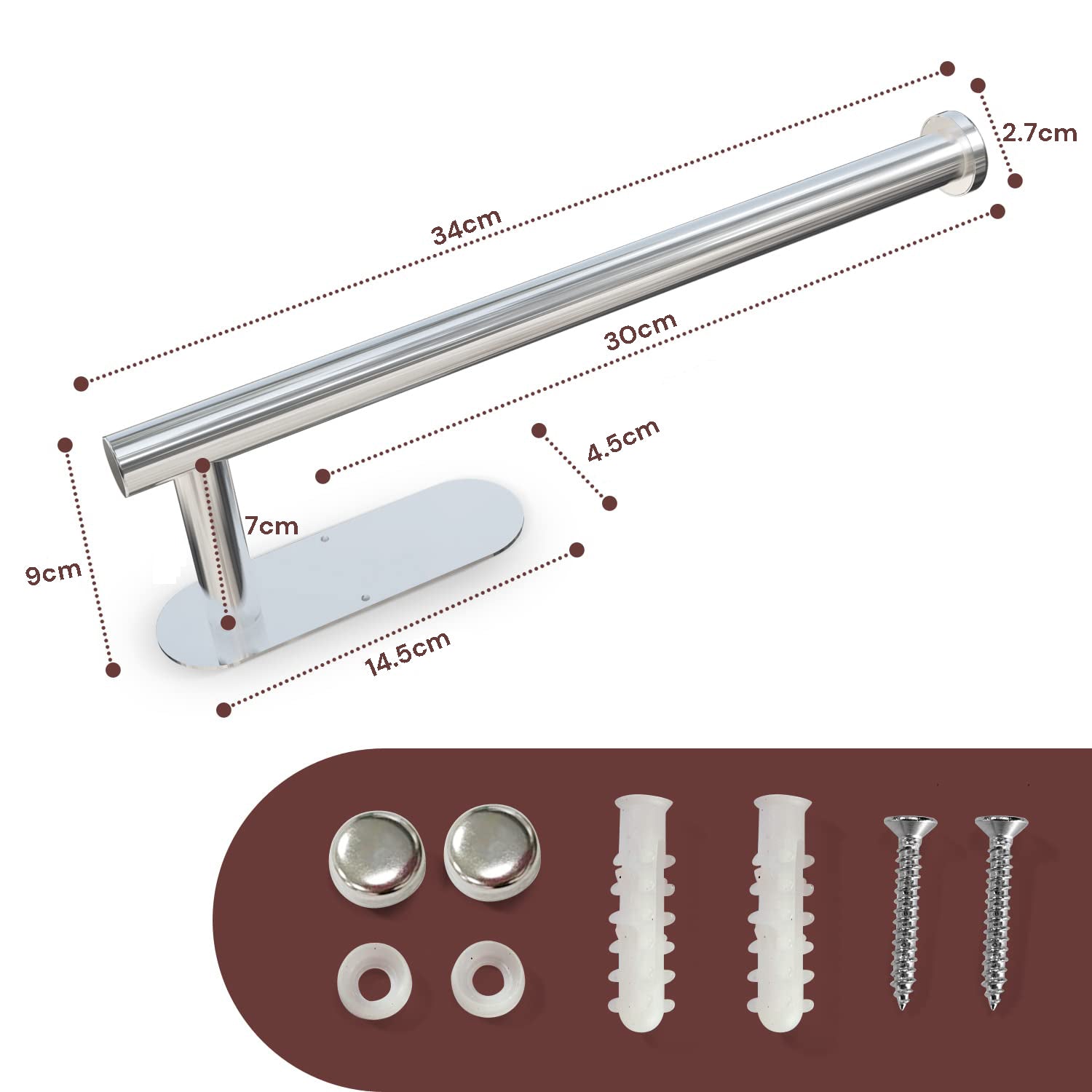 Kitchen Paper Holder Under Cabinet Wall Mount Adhesive Paper Towel Holder  Silver 4