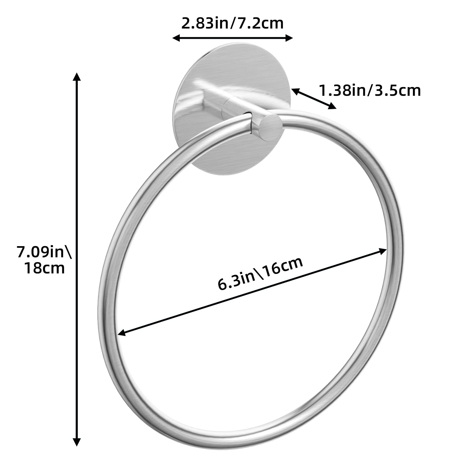 Bathroom Towel Ring Bathroom Towel Rack Adhesive Hand Towels Holder Towel Hanger Round Silver 6