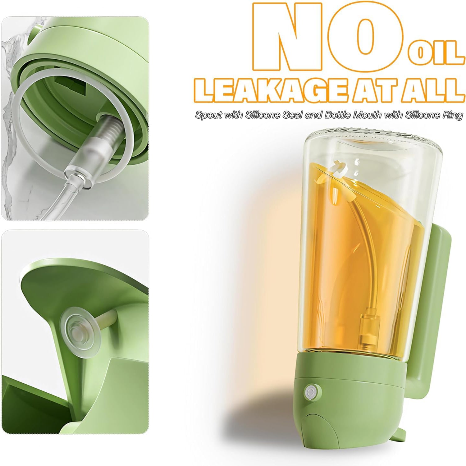 600ml 2 in 1 Glass Oil Sprayer Dispenser Kitchen Sprayz Cooking Baking Oil Bottle BBQ Spray Green 5