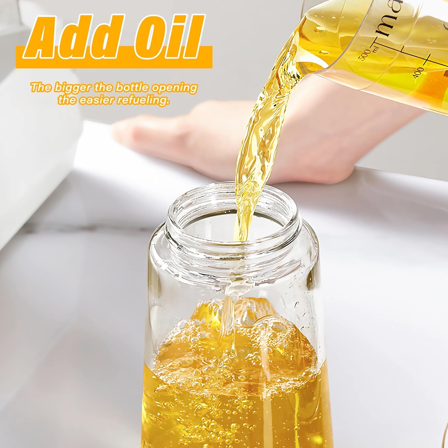 600ml 2 in 1 Glass Oil Sprayer Dispenser Kitchen Sprayz Cooking Baking Oil Bottle BBQ Spray Green 6