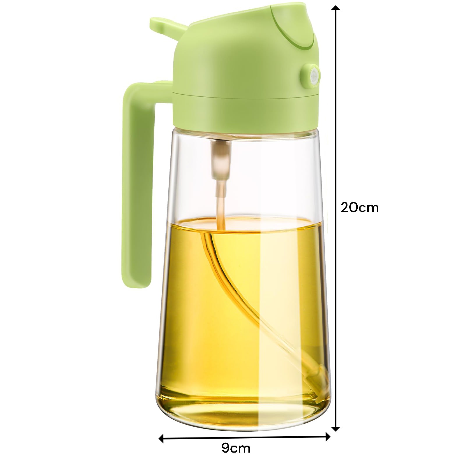 600ml 2 in 1 Glass Oil Sprayer Dispenser Kitchen Sprayz Cooking Baking Oil Bottle BBQ Spray Green 7