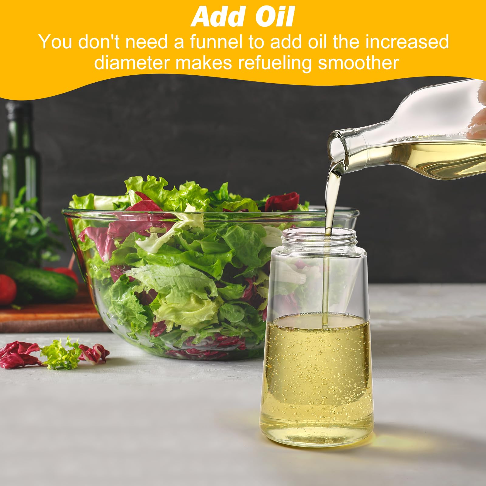 600ml 2 in 1 Glass Oil Sprayer Dispenser Kitchen Sprayz Cooking Baking Oil Bottle BBQ Spray White 3