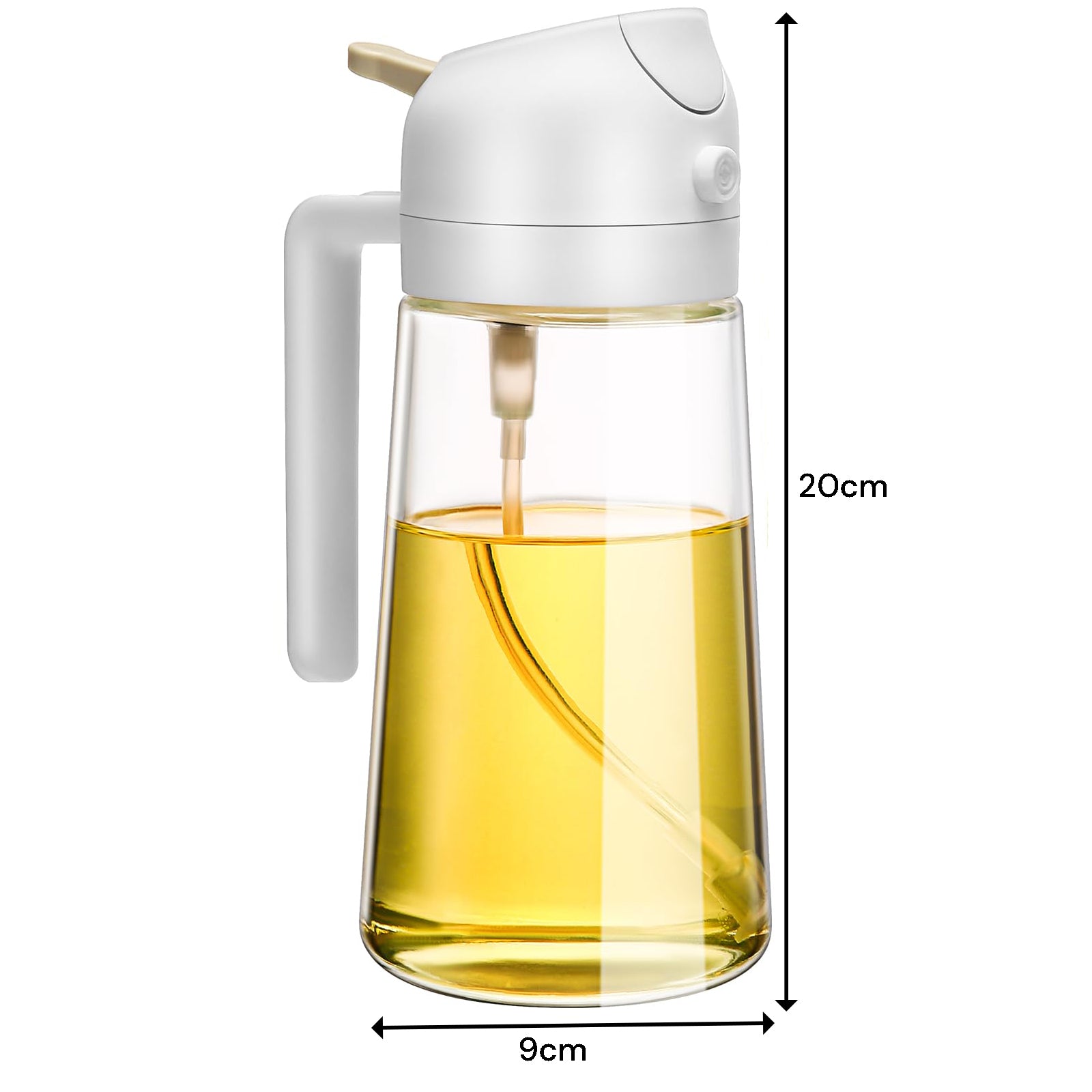 600ml 2 in 1 Glass Oil Sprayer Dispenser Kitchen Sprayz Cooking Baking Oil Bottle BBQ Spray White 5