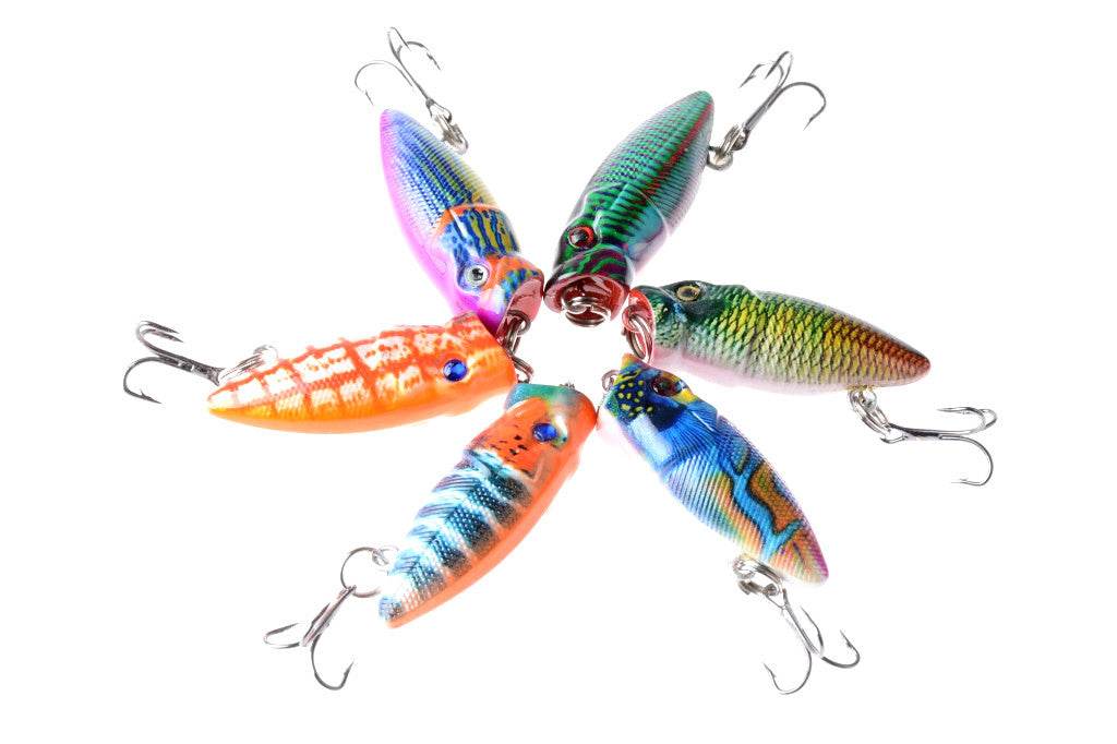 6X 3.5cm Popper Poppers Fishing Lure Lures Surface Tackle Fresh Saltwater 5