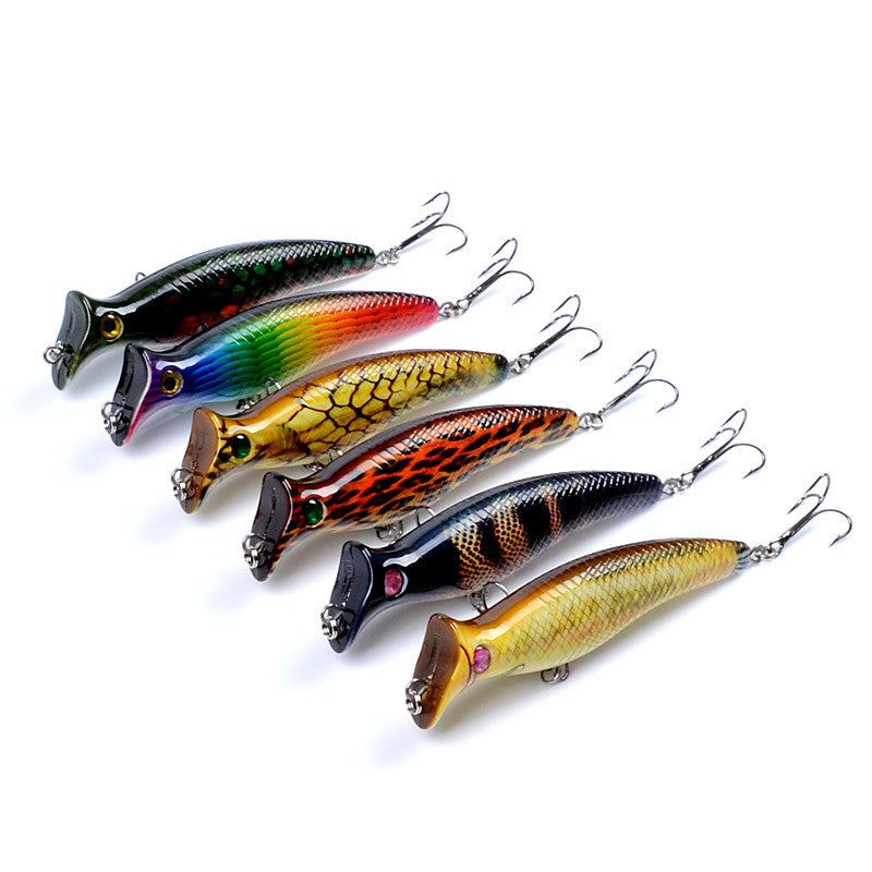 6x Popper Poppers 12.4cm Fishing Lure Lures Surface Tackle Fresh Saltwater 5