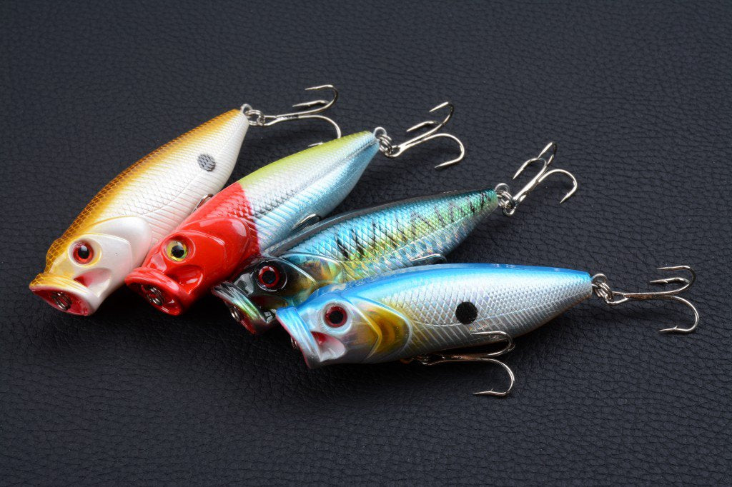 4X 8cm Popper Poppers Fishing Lure Lures Surface Tackle Fresh Saltwater 3