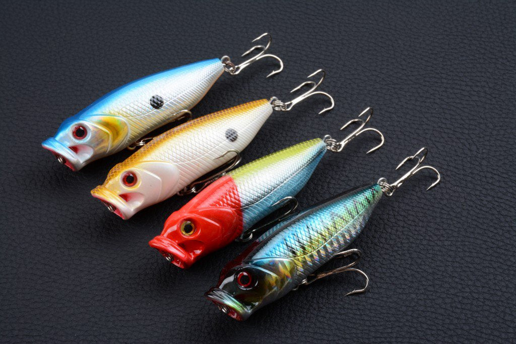 4X 8cm Popper Poppers Fishing Lure Lures Surface Tackle Fresh Saltwater 4